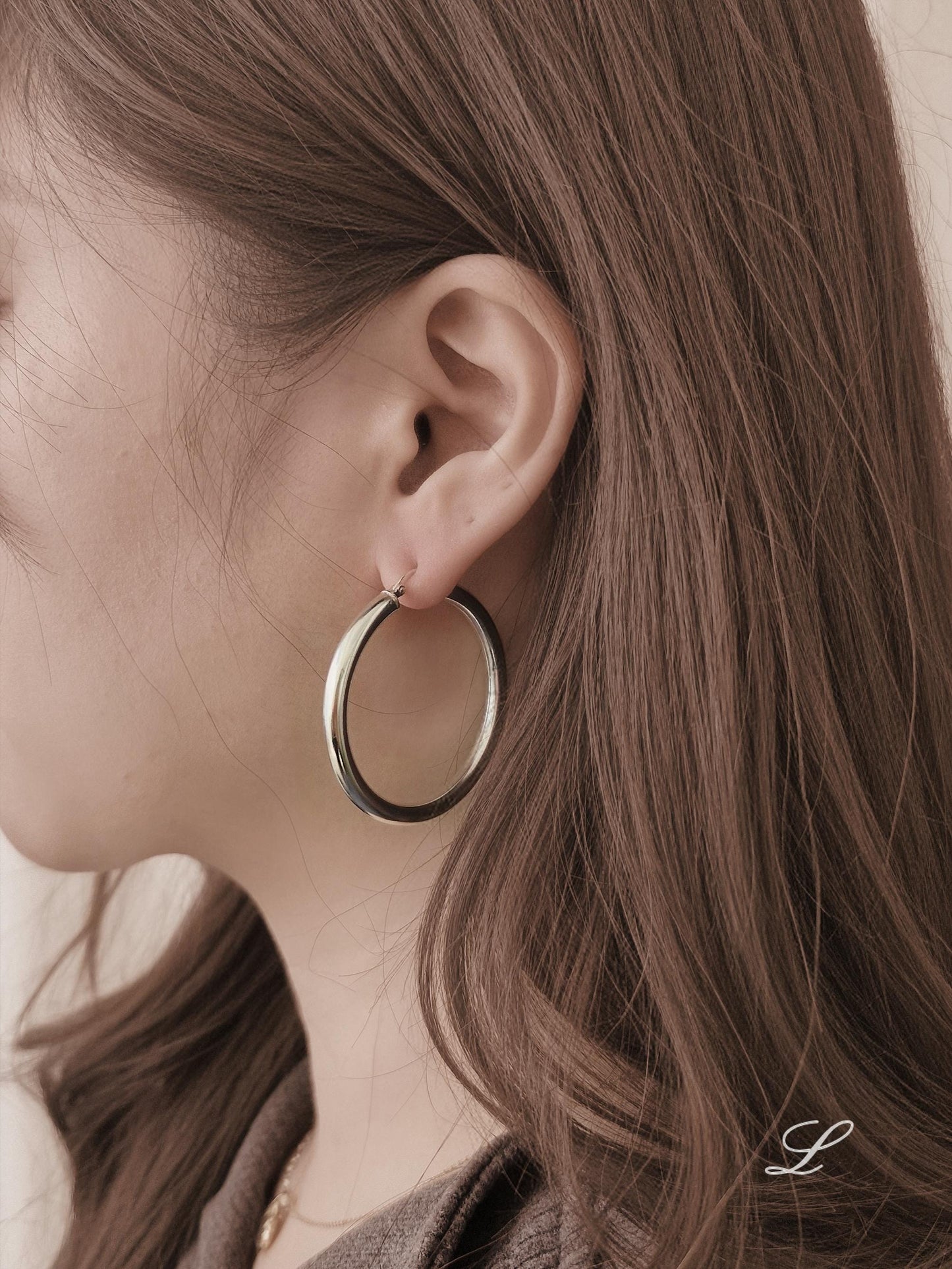 Bold chunky hoop earrings. Sterling silver hoop earrings.