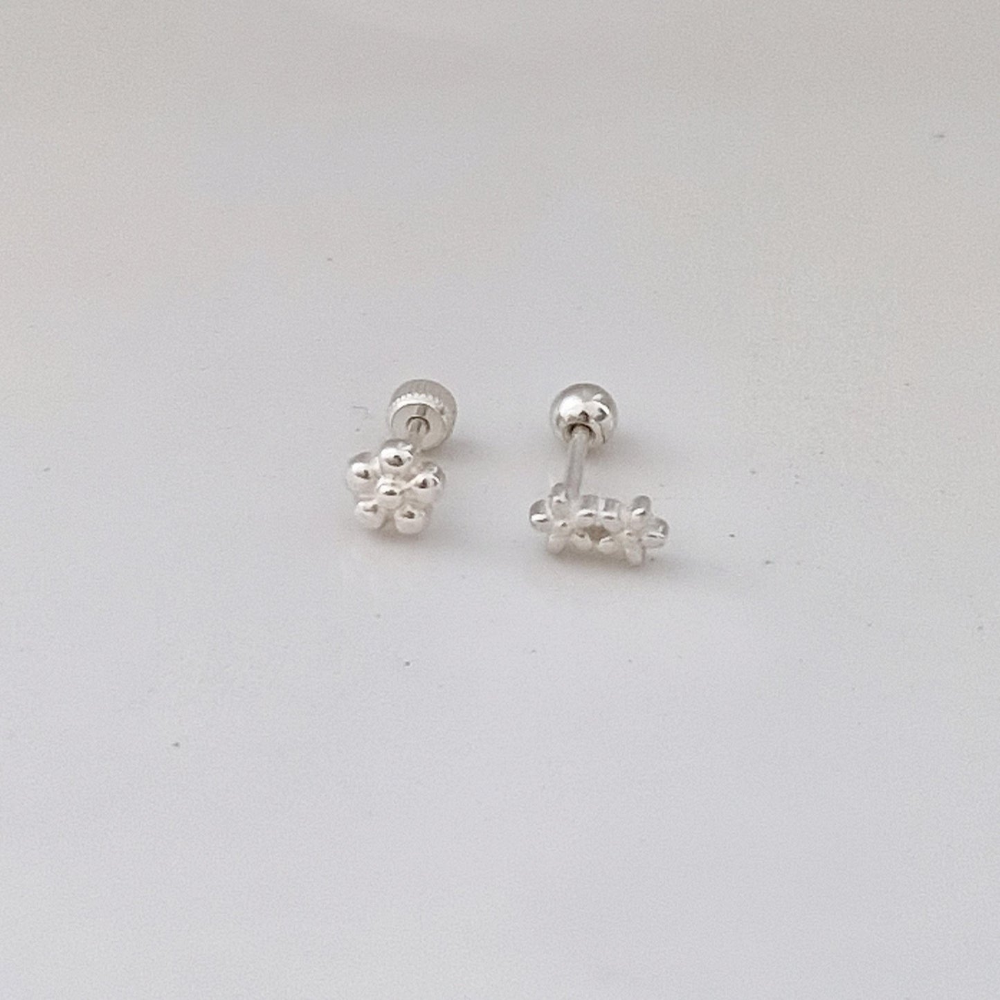 Dainty Flower Piercing. 925 Sterling Silver Cartilage Earring. Helix Jewelry. screw back screwball stud earring. 20G. Price for single.