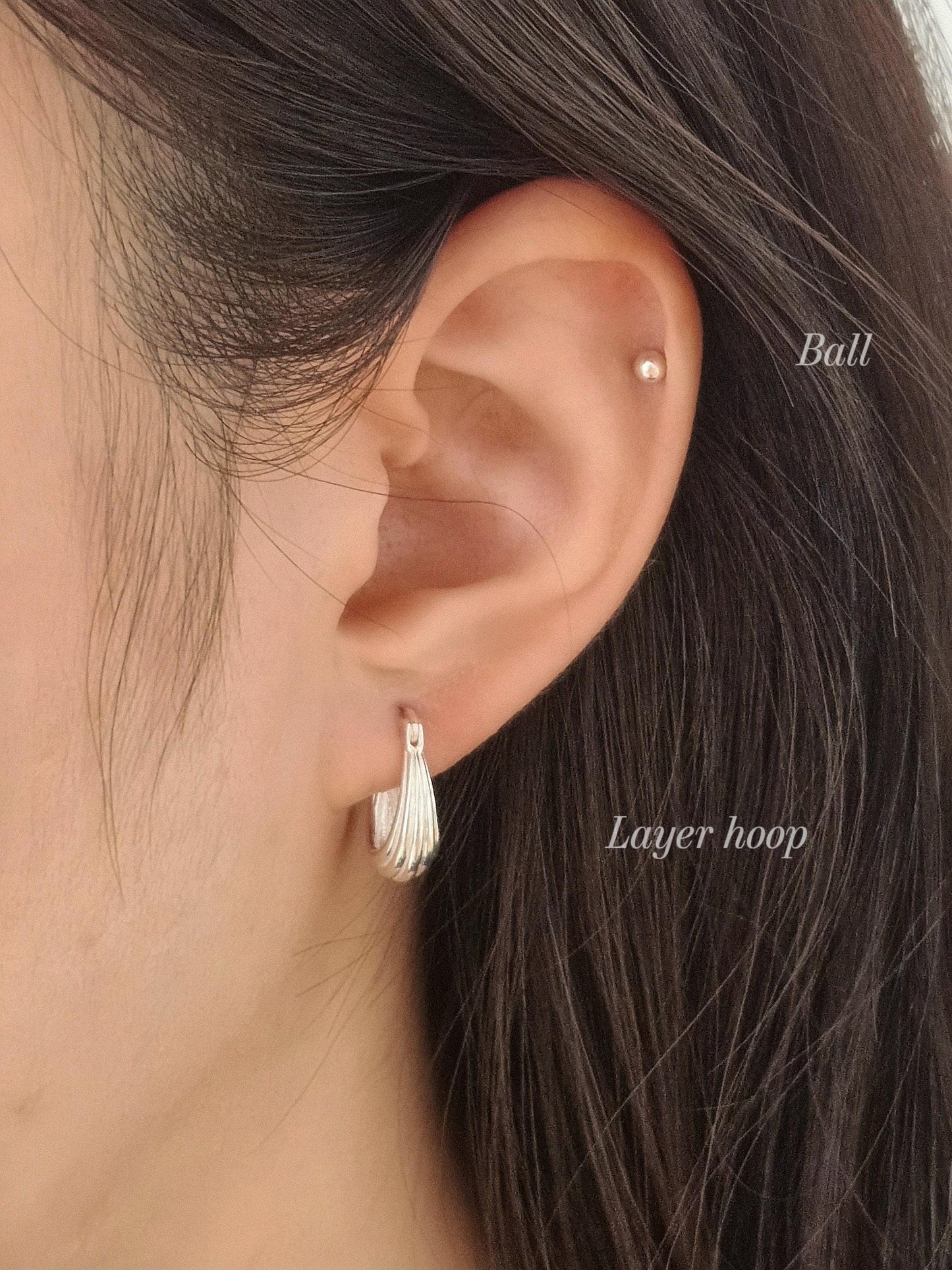 Layered hinged teardrop Hoop Earrings Sterling Silver, Minimalist Everyday Jewelry. fernch hook hoop.
