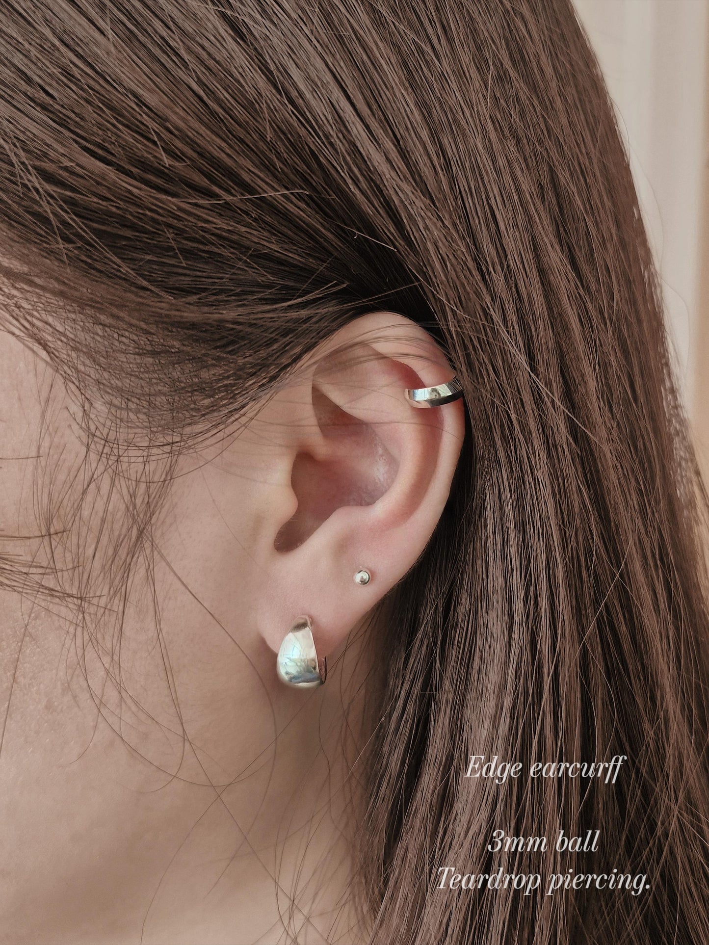 Sterling silver 925 Edge earcuff. Non piercing. Ear wrapp.