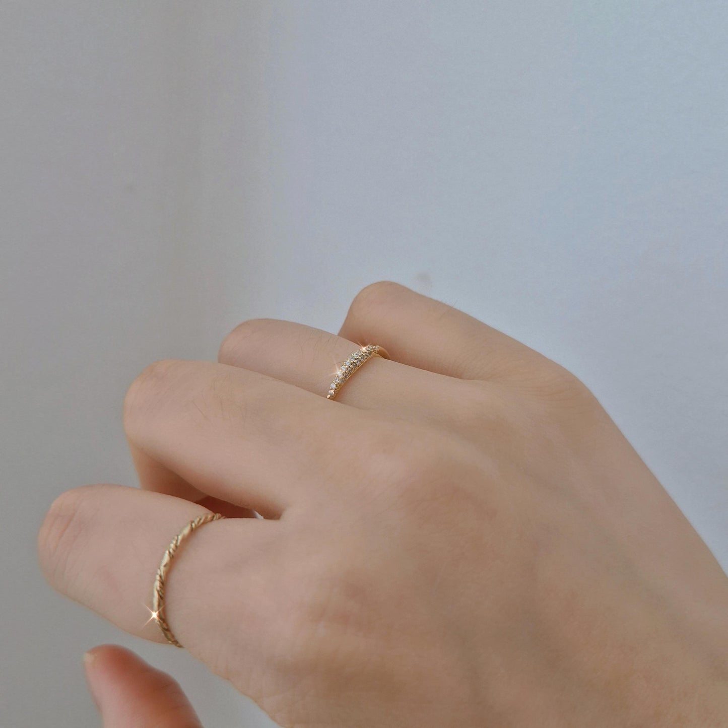 Twinkle Arc Ring. slim dome pave ring zirconia. 925 sterling ring. gold ring. stacktable ring delicate.