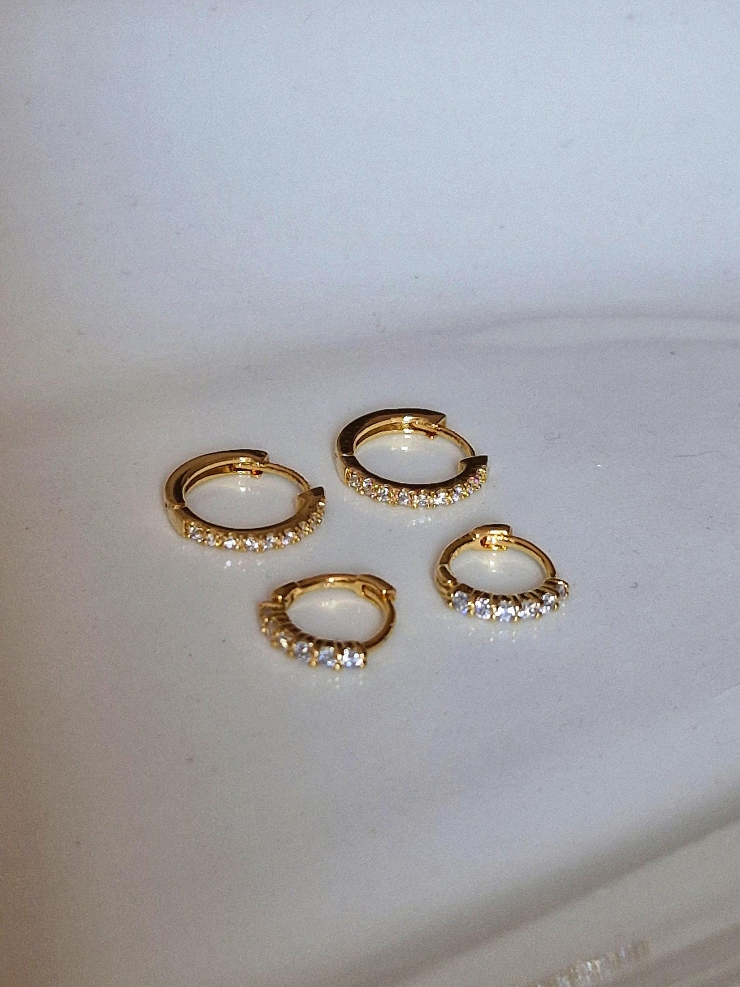 dainty pave Huggie Earrings 7mm, 9mm . sterling silver earrings huggie. pave huggie earrings.