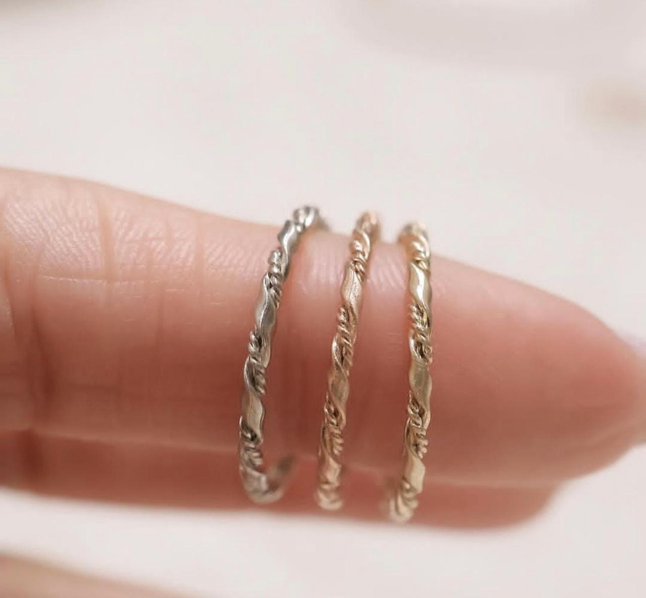isabel 14k ring solid gold ring. twisted 14k ring. antique ring. vintage ring.