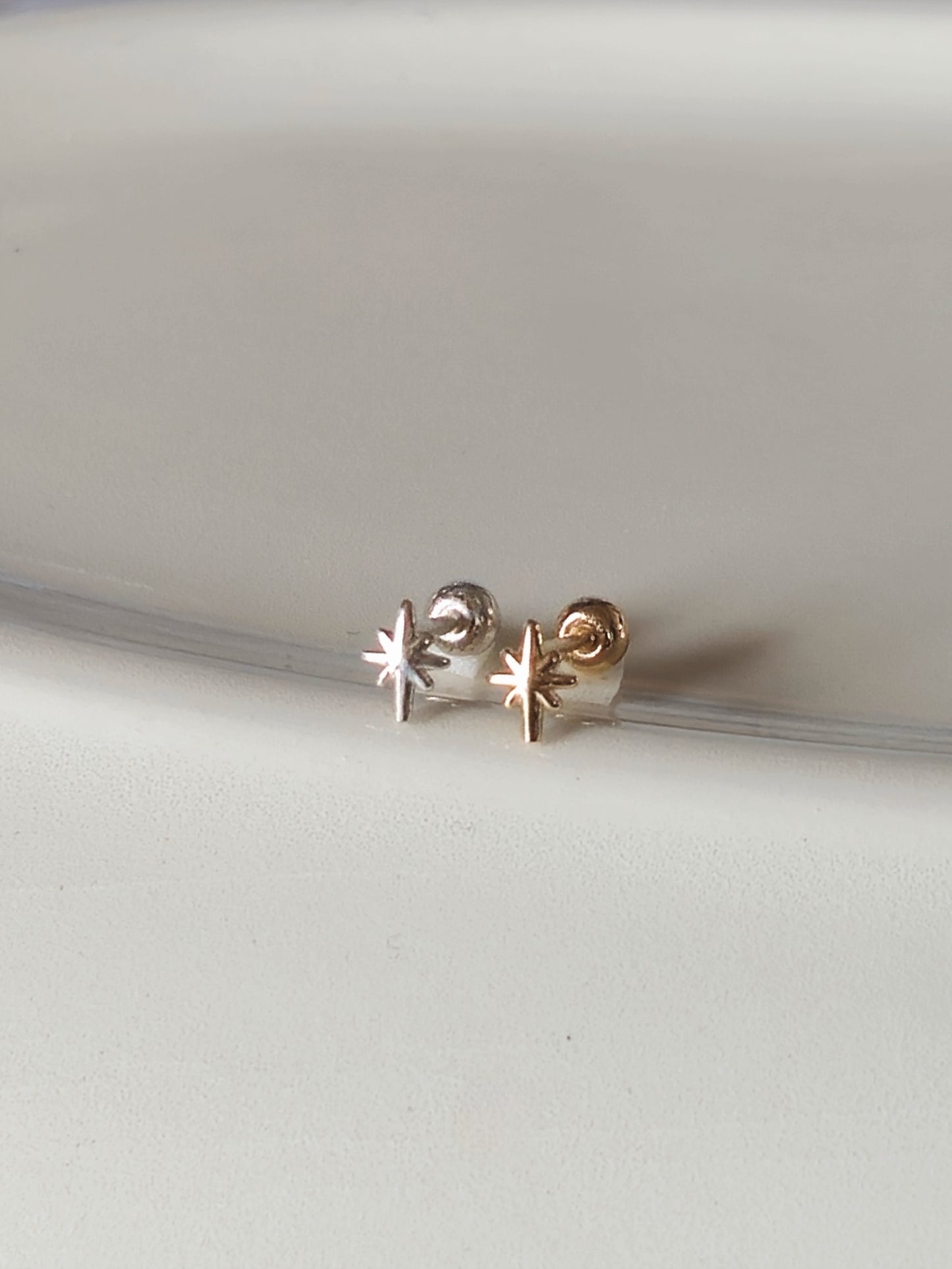 14K 18K solid gold Star piercing. Sterling silver star piercing stud.