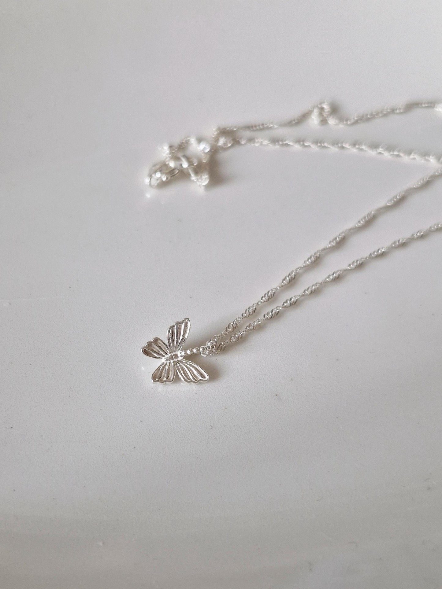 sterling silver 925 Butterfly necklace. silver butterfly necklace.