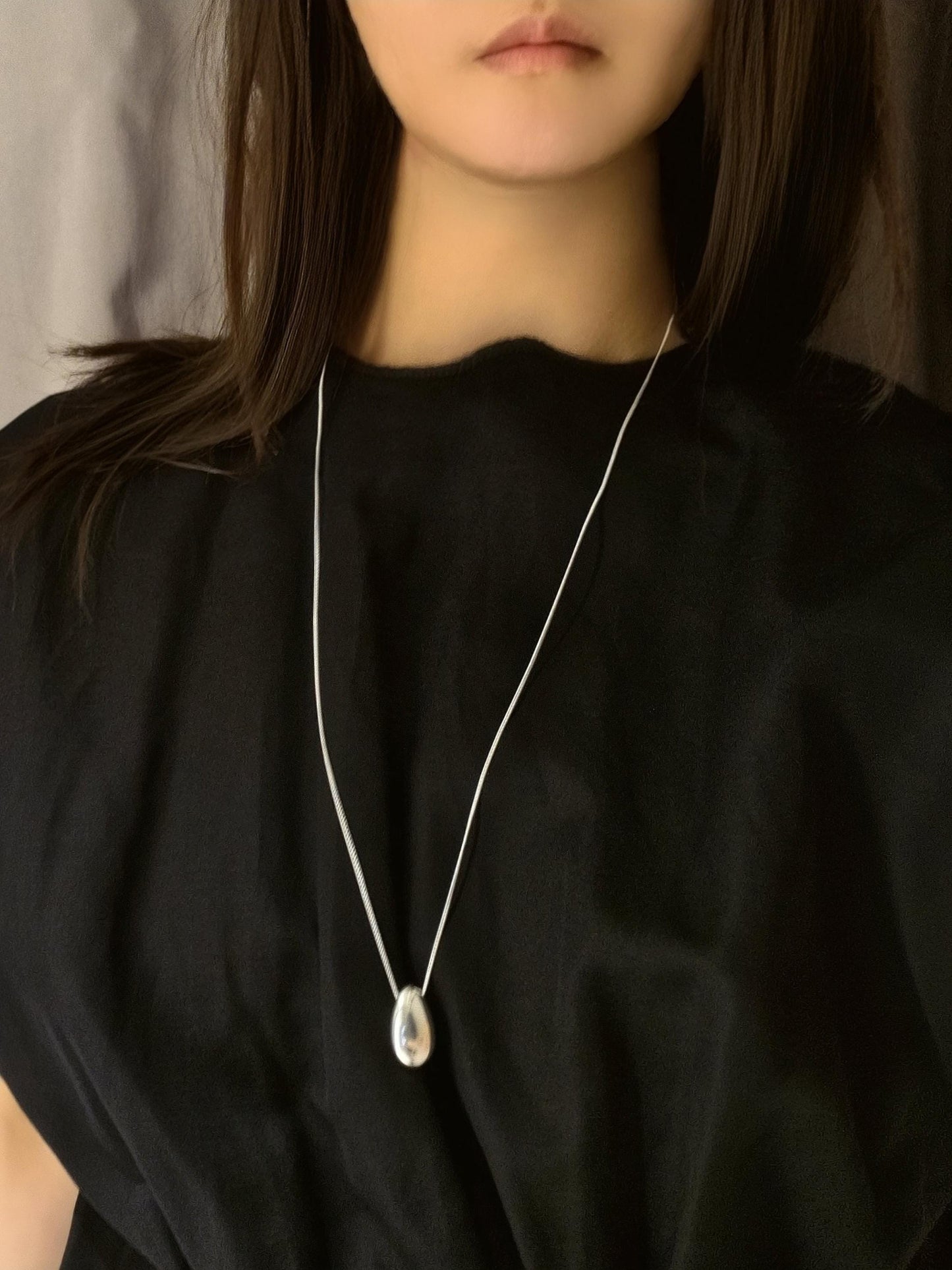 sterling silver 925 bold tear drop necklace long necklace.