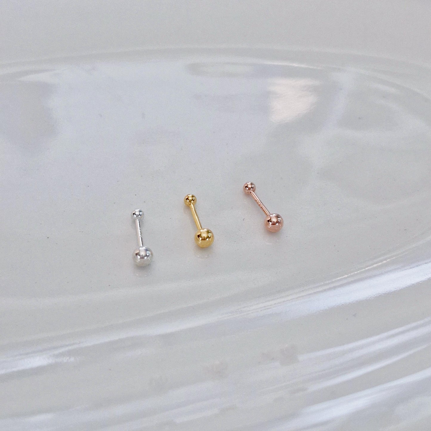sterling silver screw ball earring piercing. barbell piercing. ball earring. 925. 2mm 3mm 4mm 5mm. gold plated. 20G