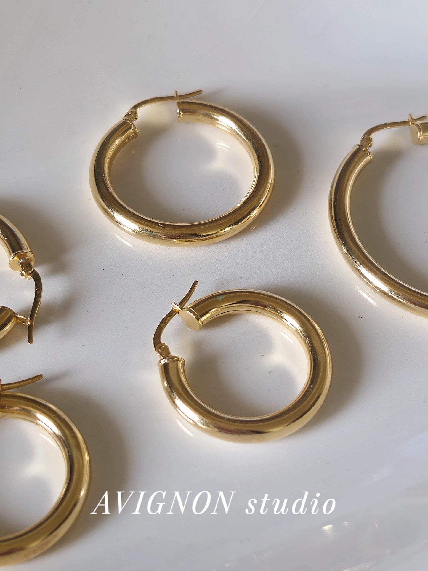Bold chunky hoop earrings. Sterling silver hoop earrings.
