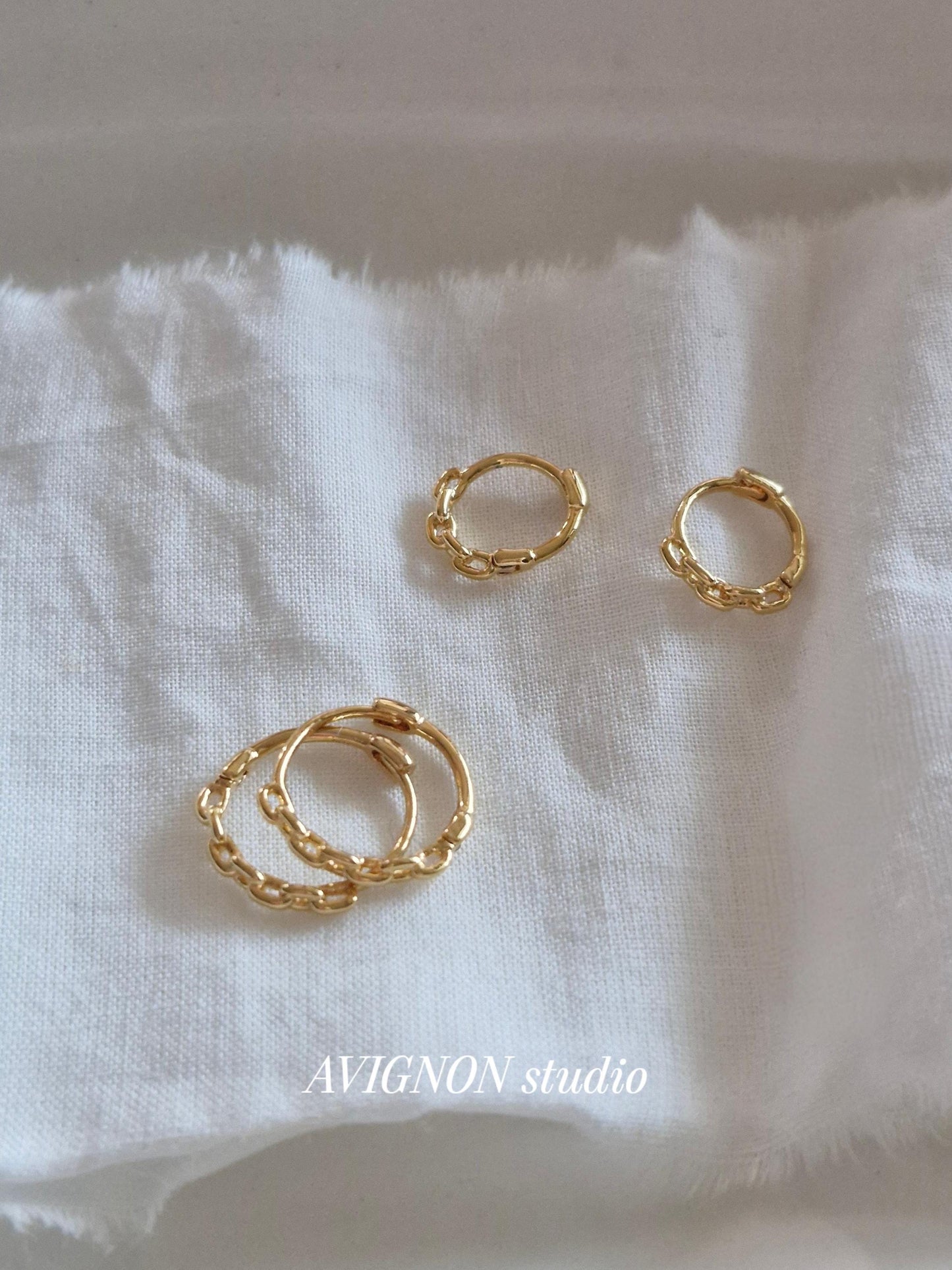 Chain hoop earrings. sterling silver hoop earrings.