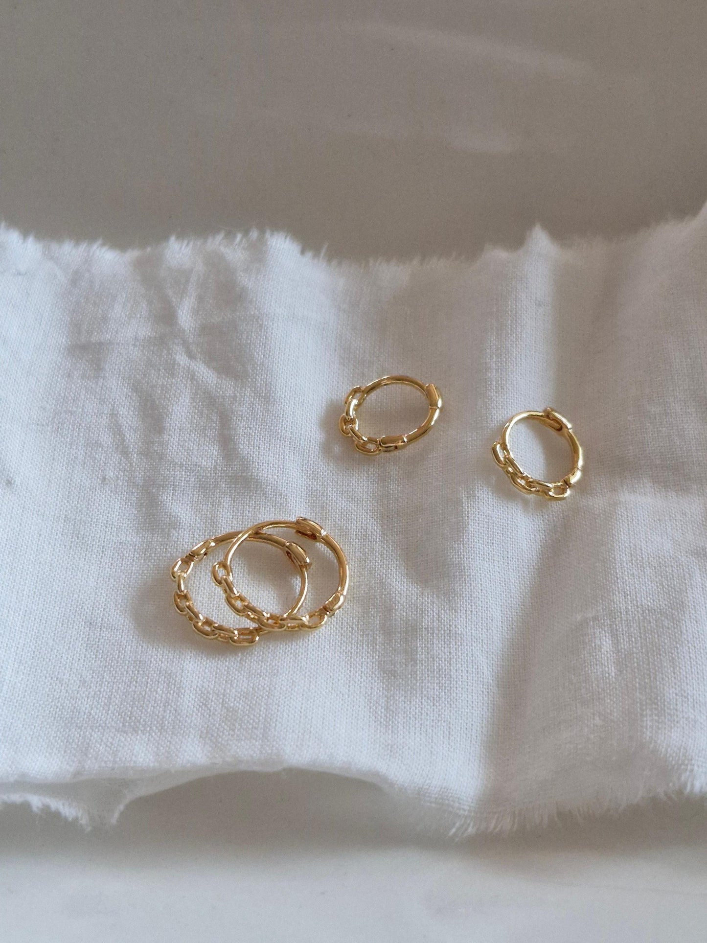 Chain hoop earrings. sterling silver hoop earrings.