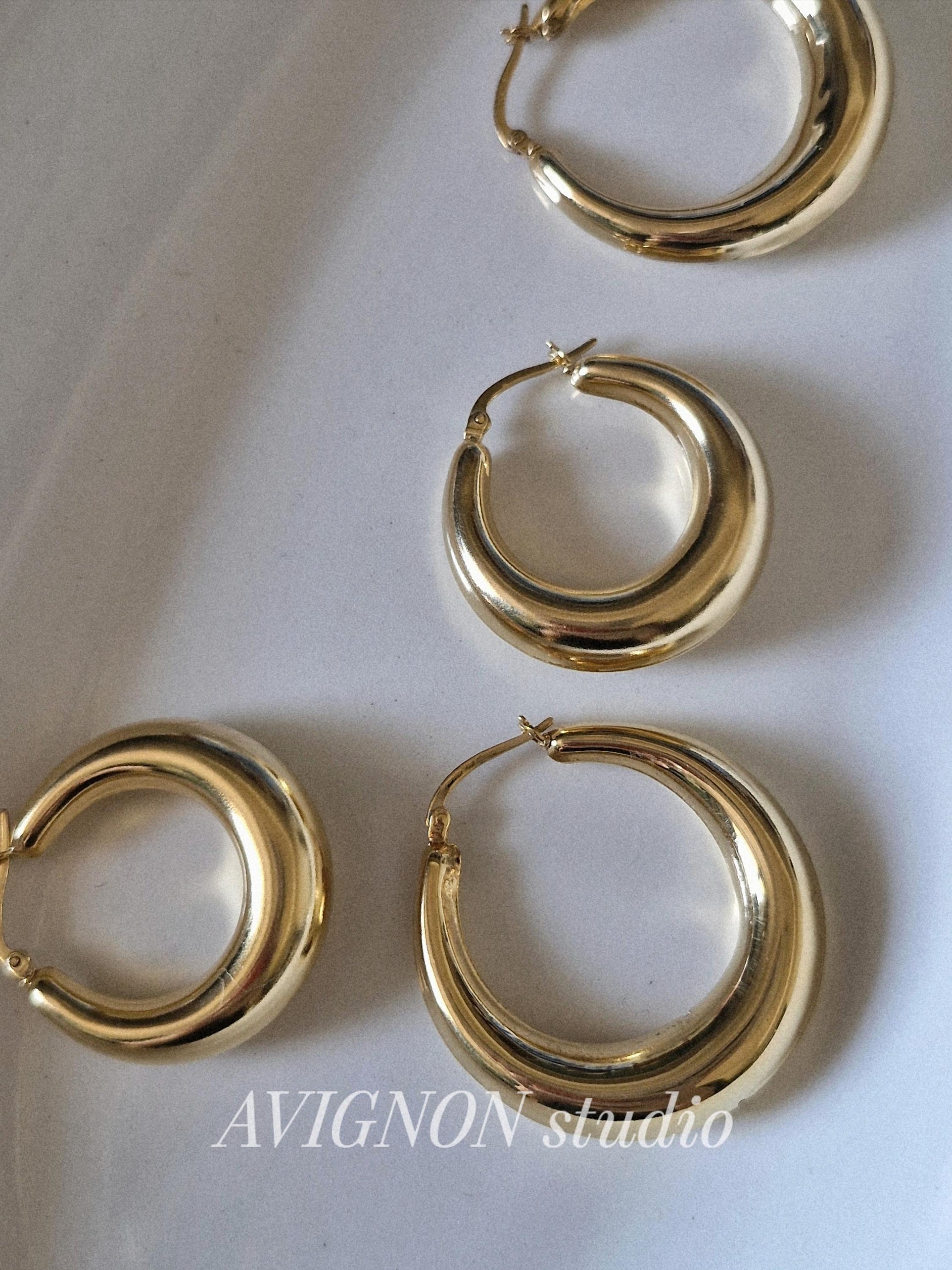 Chunk bold sterling silver hoop earring. sterling silve hoop earrings.crescent hoop earrings. moon earrings.