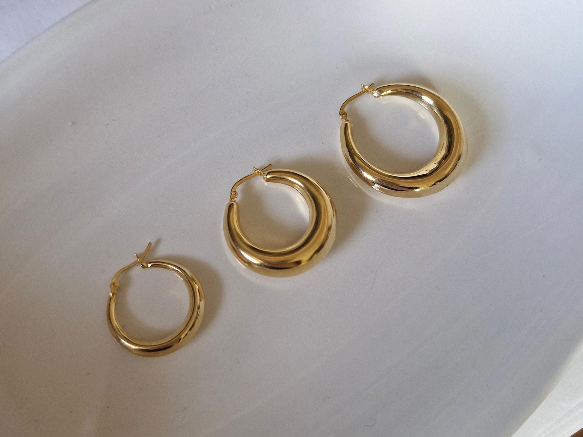 Chunk bold sterling silver hoop earring. sterling silve hoop earrings.crescent hoop earrings. moon earrings.