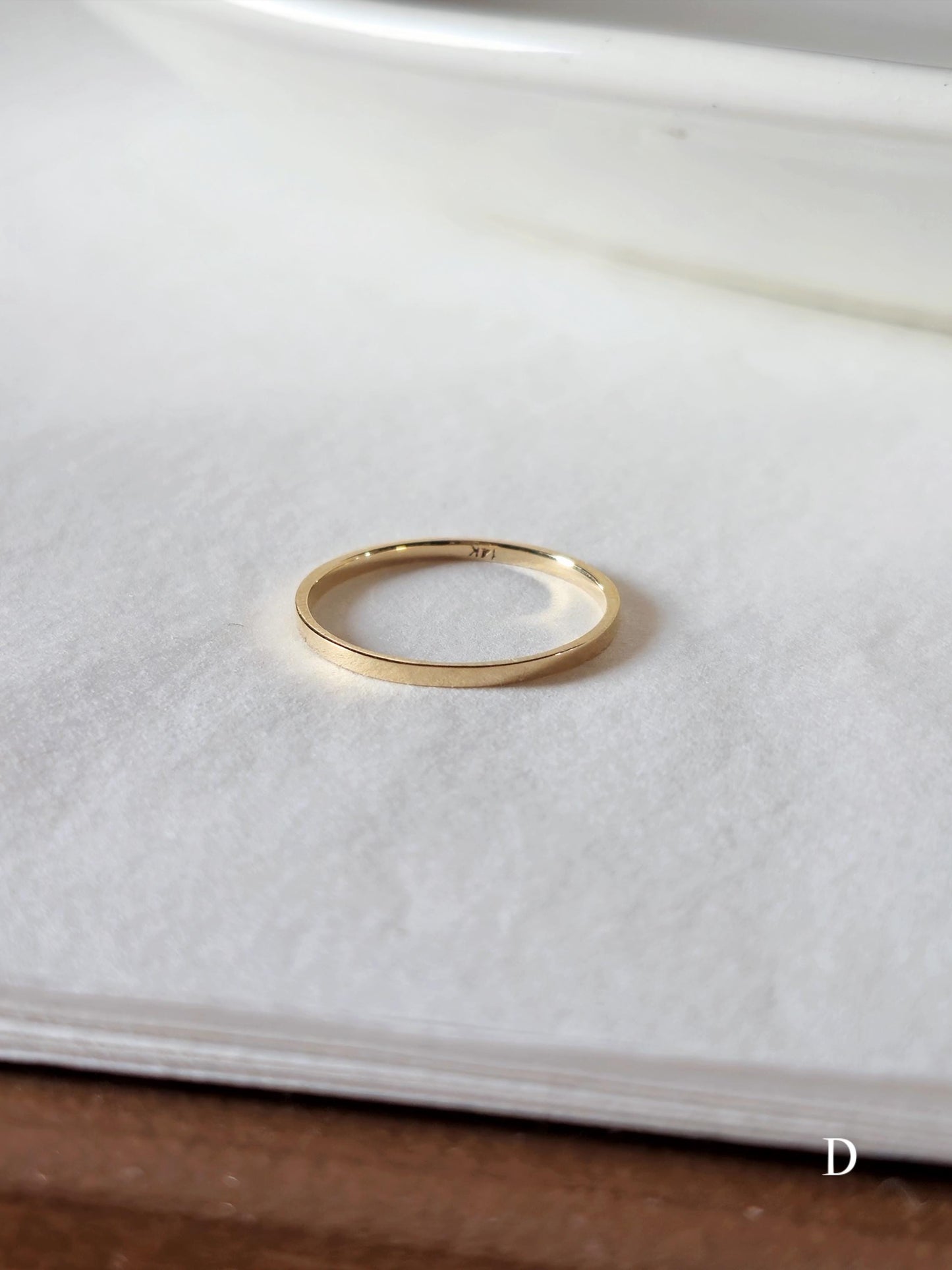 Classic flat Wedding Band. Engagement propasal ring. 14k 18k solid gold ring. Engraving ring.