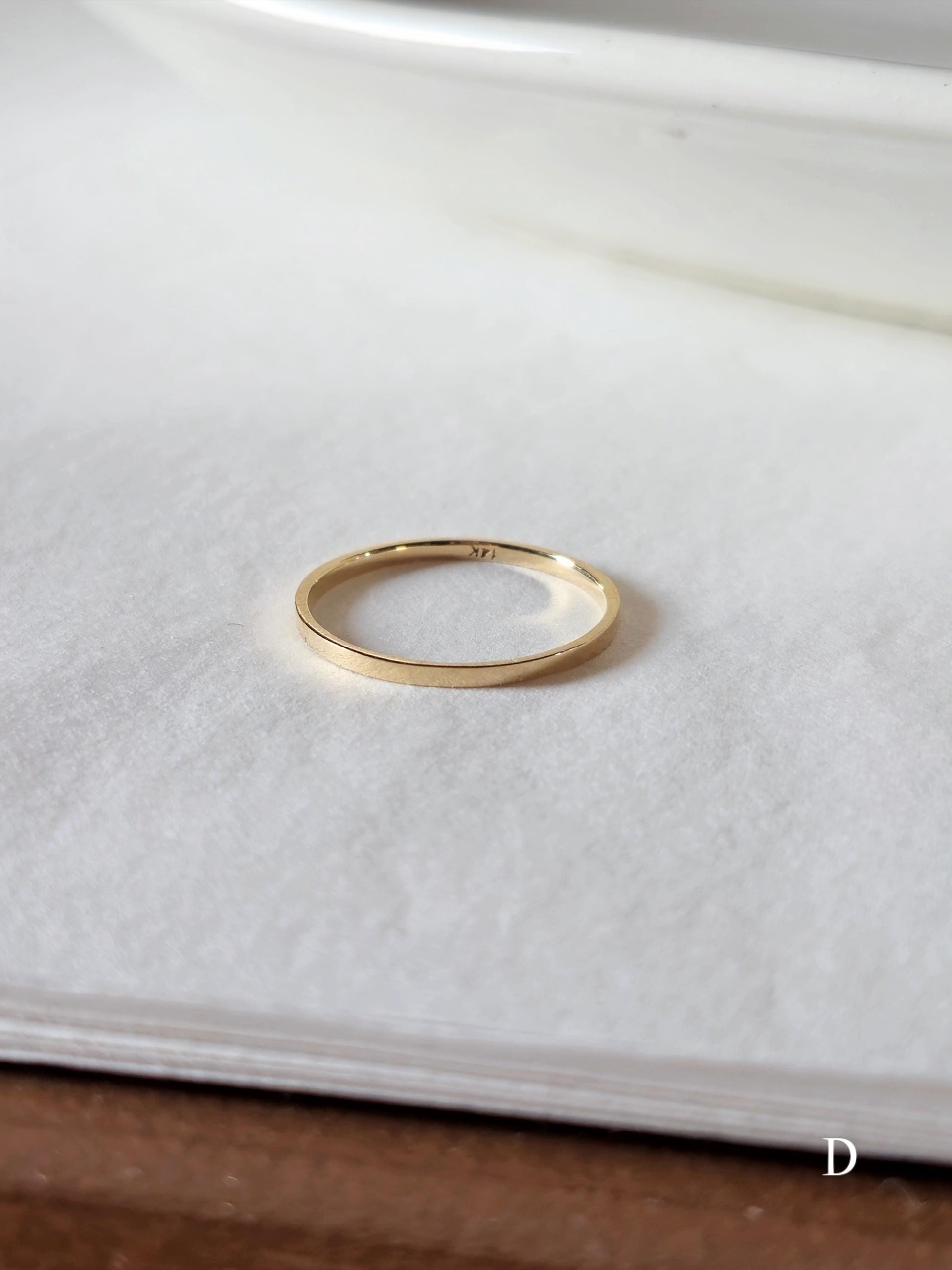 Classic flat Wedding Band. Engagement propasal ring. 14k 18k solid gold ring. Engraving ring.