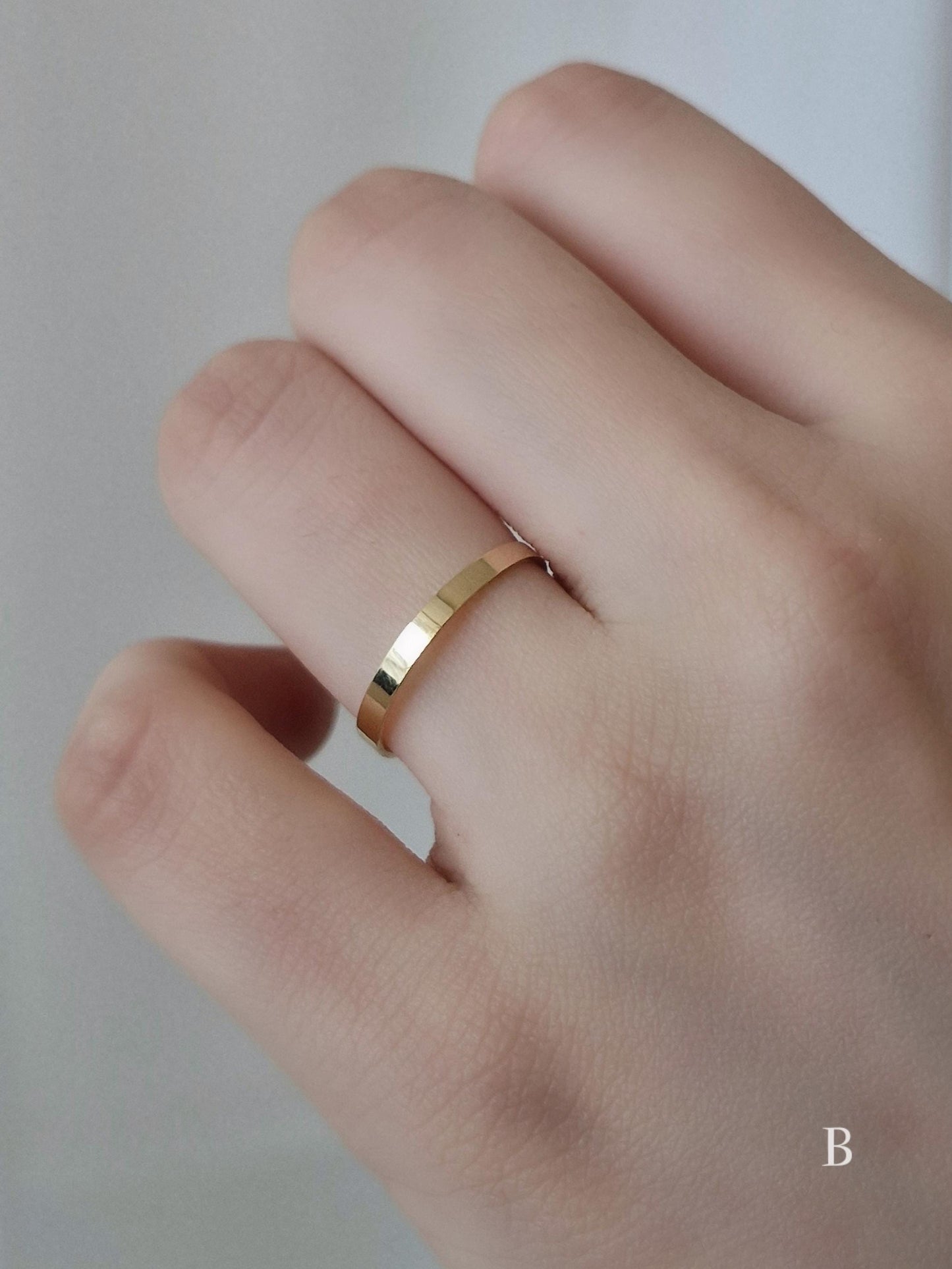 Classic flat Wedding Band. Engagement propasal ring. 14k 18k solid gold ring. Engraving ring.