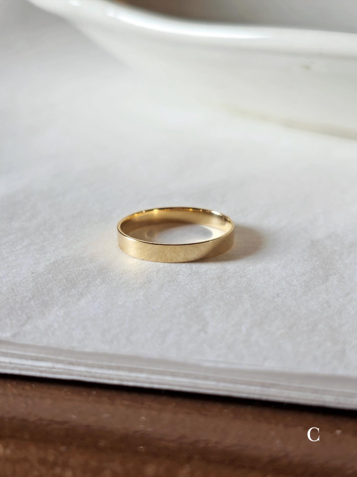 Classic flat Wedding Band. Engagement propasal ring. 14k 18k solid gold ring. Engraving ring.