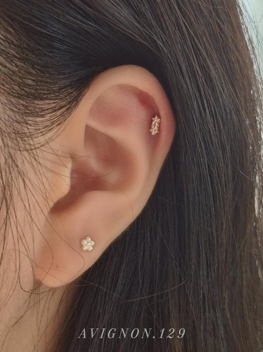 Dainty Flower Piercing. 925 Sterling Silver Cartilage Earring. Helix Jewelry. screw back screwball stud earring. 20G. Price for single.