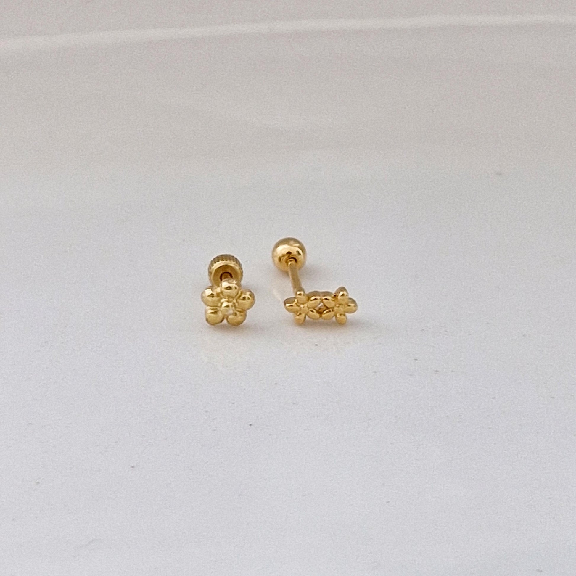 Dainty Flower Piercing. 925 Sterling Silver Cartilage Earring. Helix Jewelry. screw back screwball stud earring. 20G. Price for single.