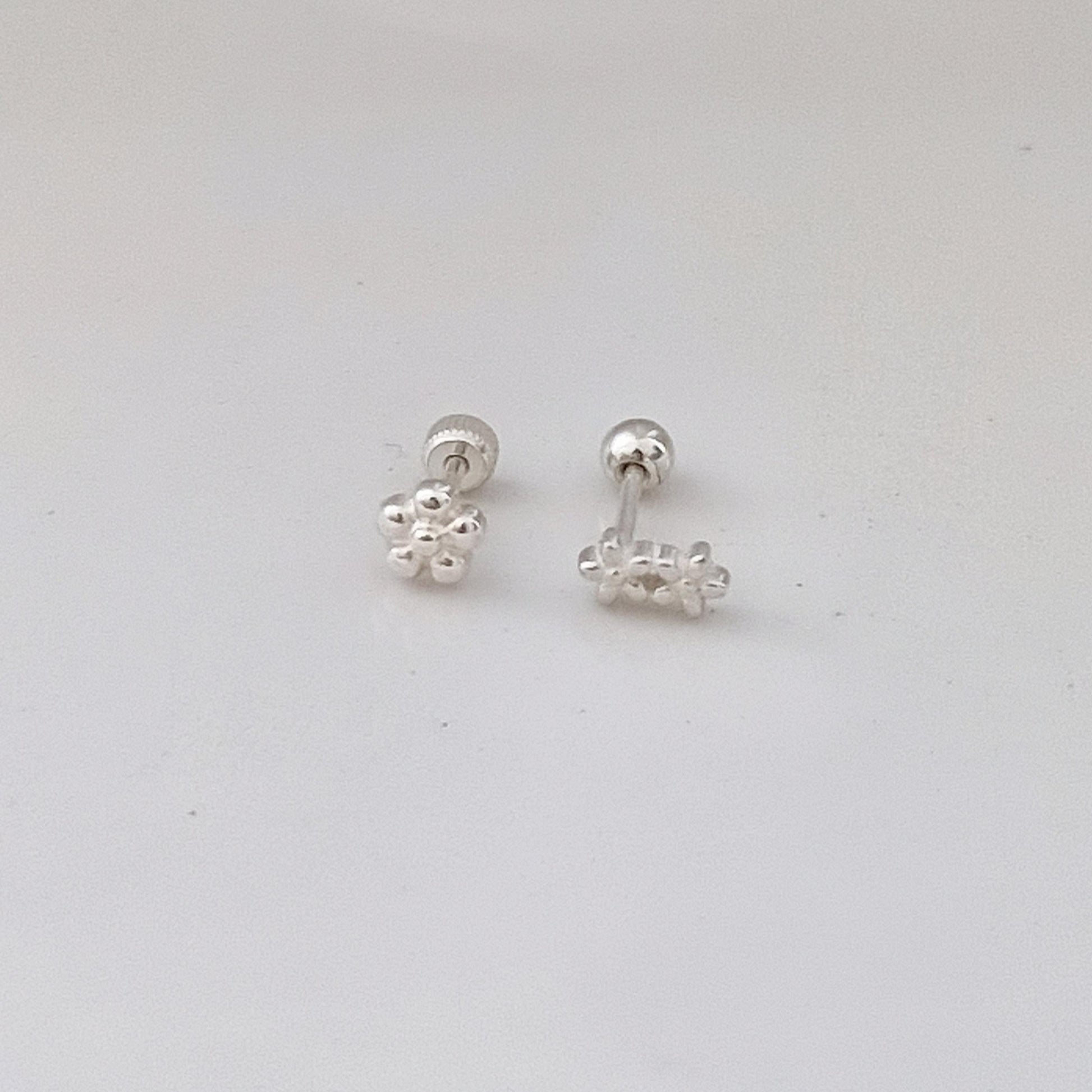 Dainty Flower Piercing. 925 Sterling Silver Cartilage Earring. Helix Jewelry. screw back screwball stud earring. 20G. Price for single.