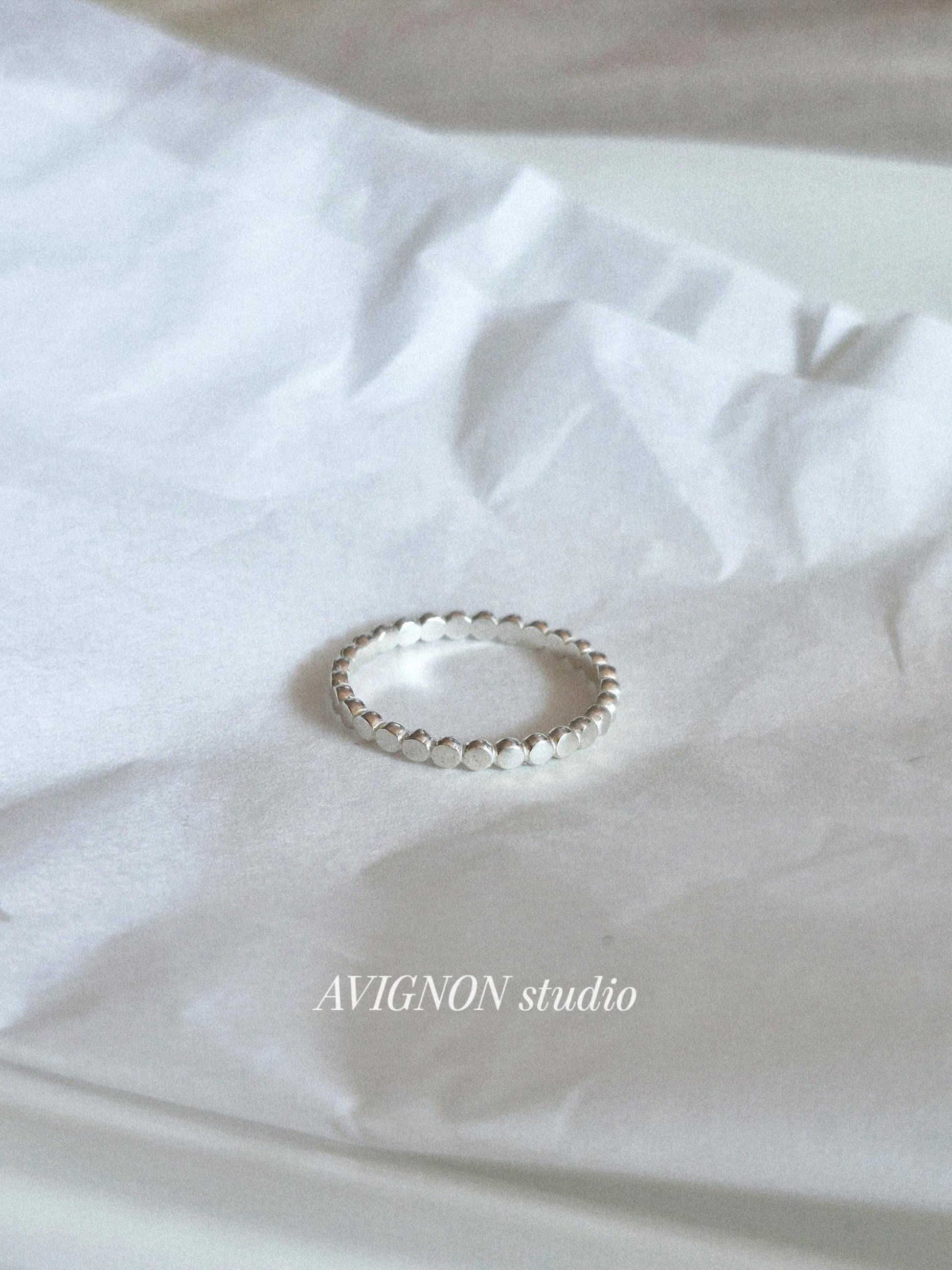 Dot point ring. sterling silver ring. Dainty dot ring. Beaded ring.