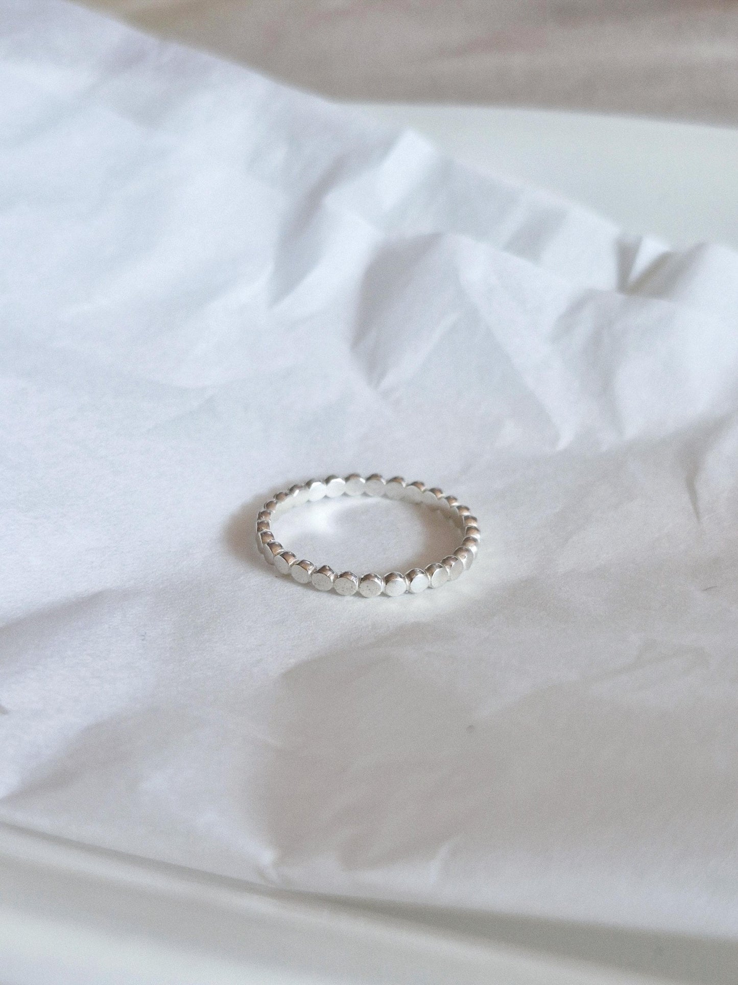 Dot point ring. sterling silver ring. Dainty dot ring. Beaded ring.