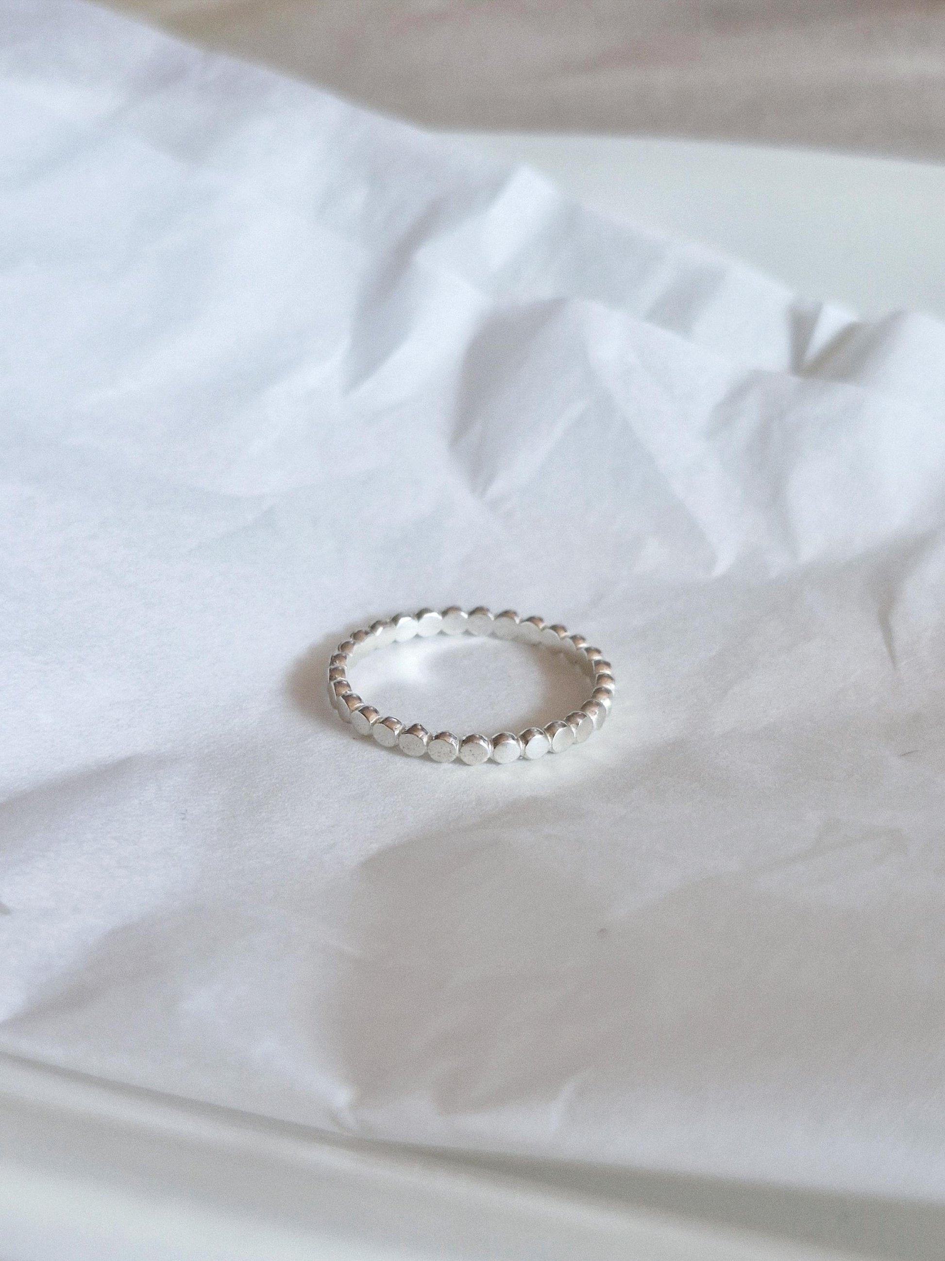Dot point ring. sterling silver ring. Dainty dot ring. Beaded ring.