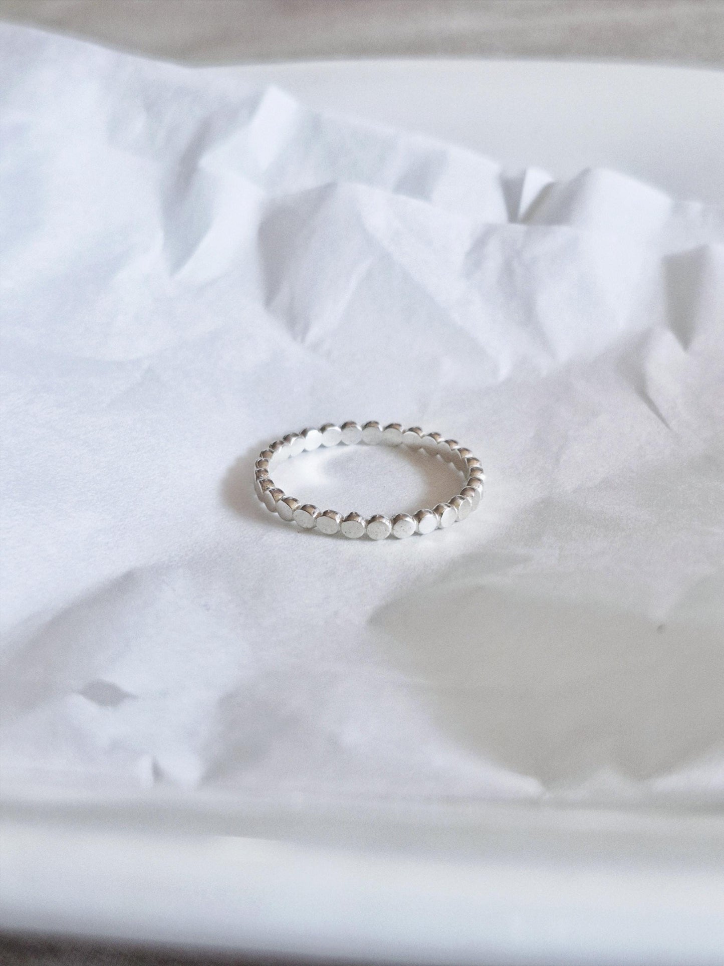 Dot point ring. sterling silver ring. Dainty dot ring. Beaded ring.