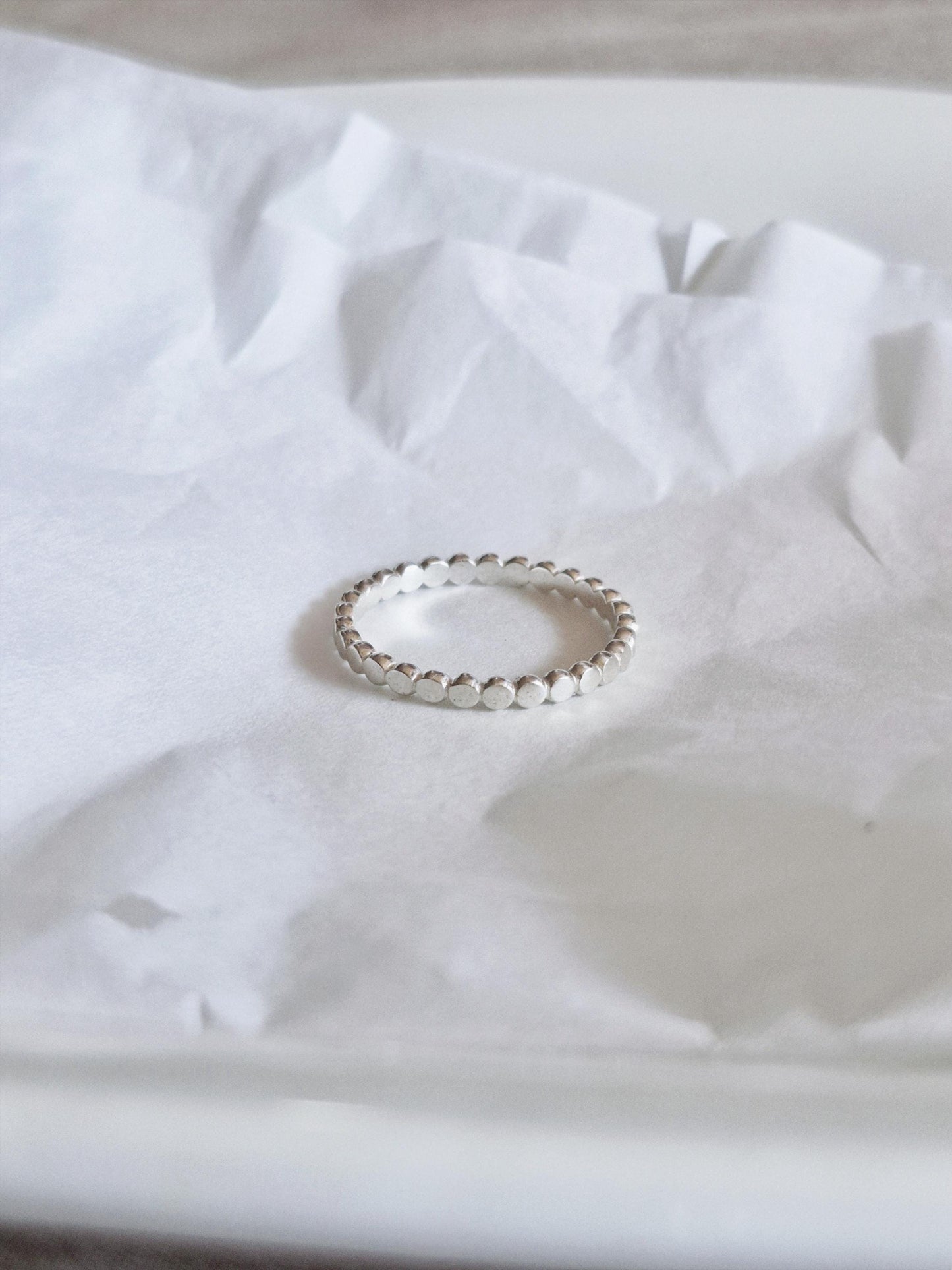 Dot point ring. sterling silver ring. Dainty dot ring. Beaded ring.