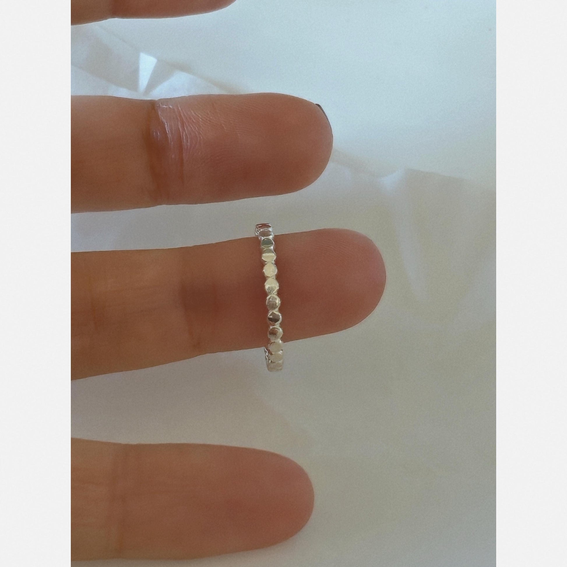 Dot point ring. sterling silver ring. Dainty dot ring. Beaded ring.