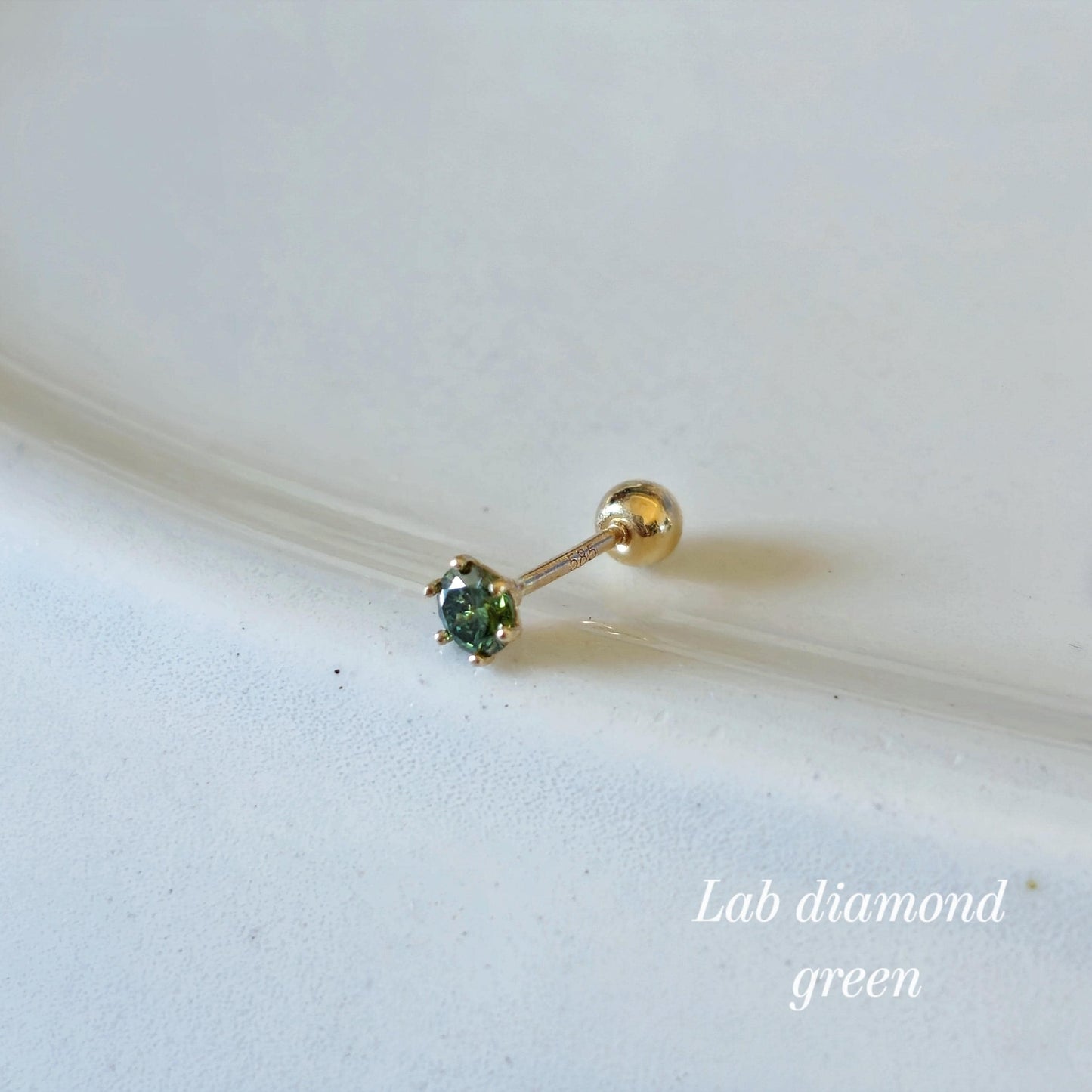 Emerald. London blue topaz. Peridot. lab diamond. 14k solid gold piercing. Blue Green real Gemstone piercing. screwback stud.Birthstone.