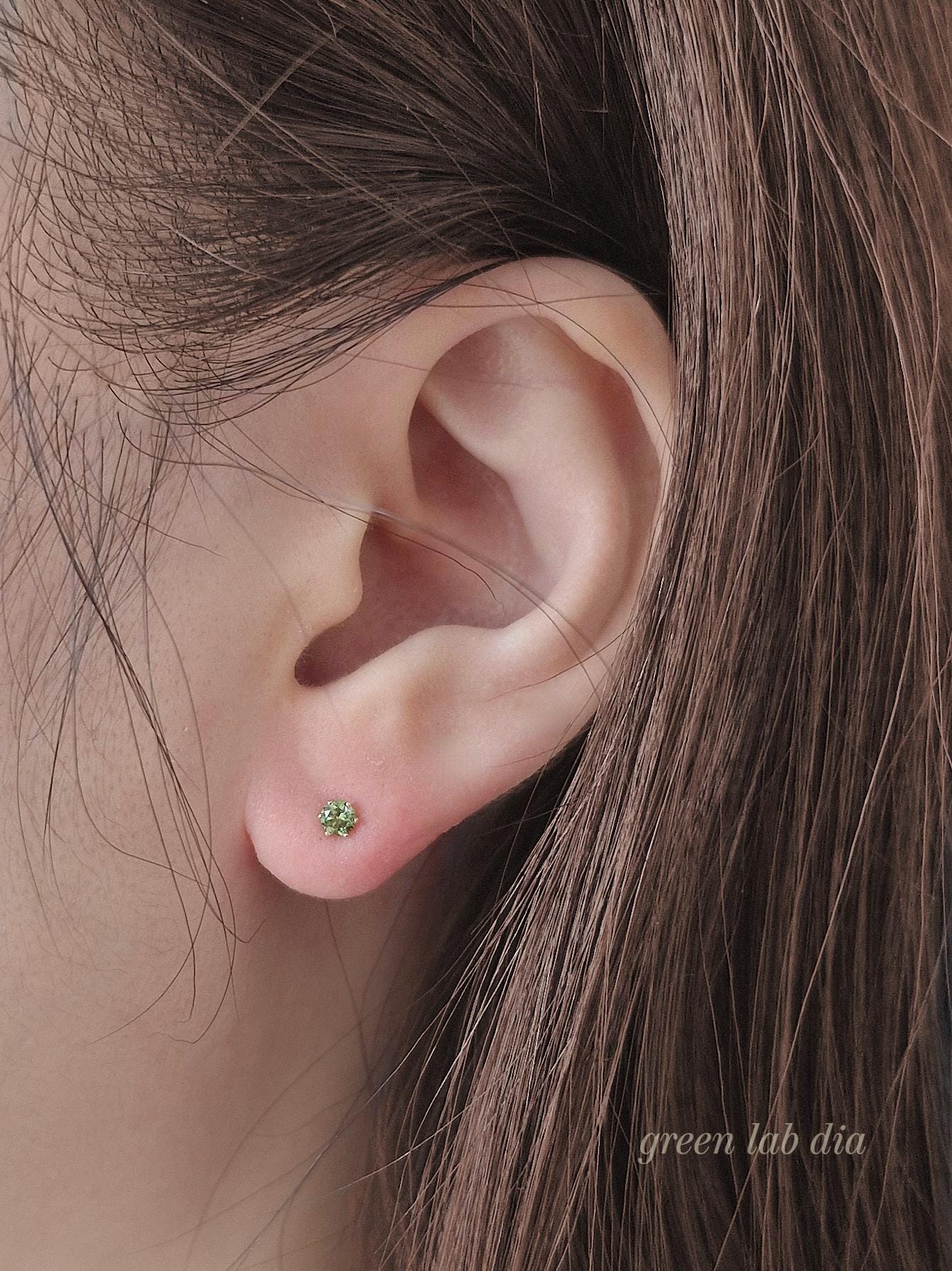 Emerald. London blue topaz. Peridot. lab diamond. 14k solid gold piercing. Blue Green real Gemstone piercing. screwback stud.Birthstone.