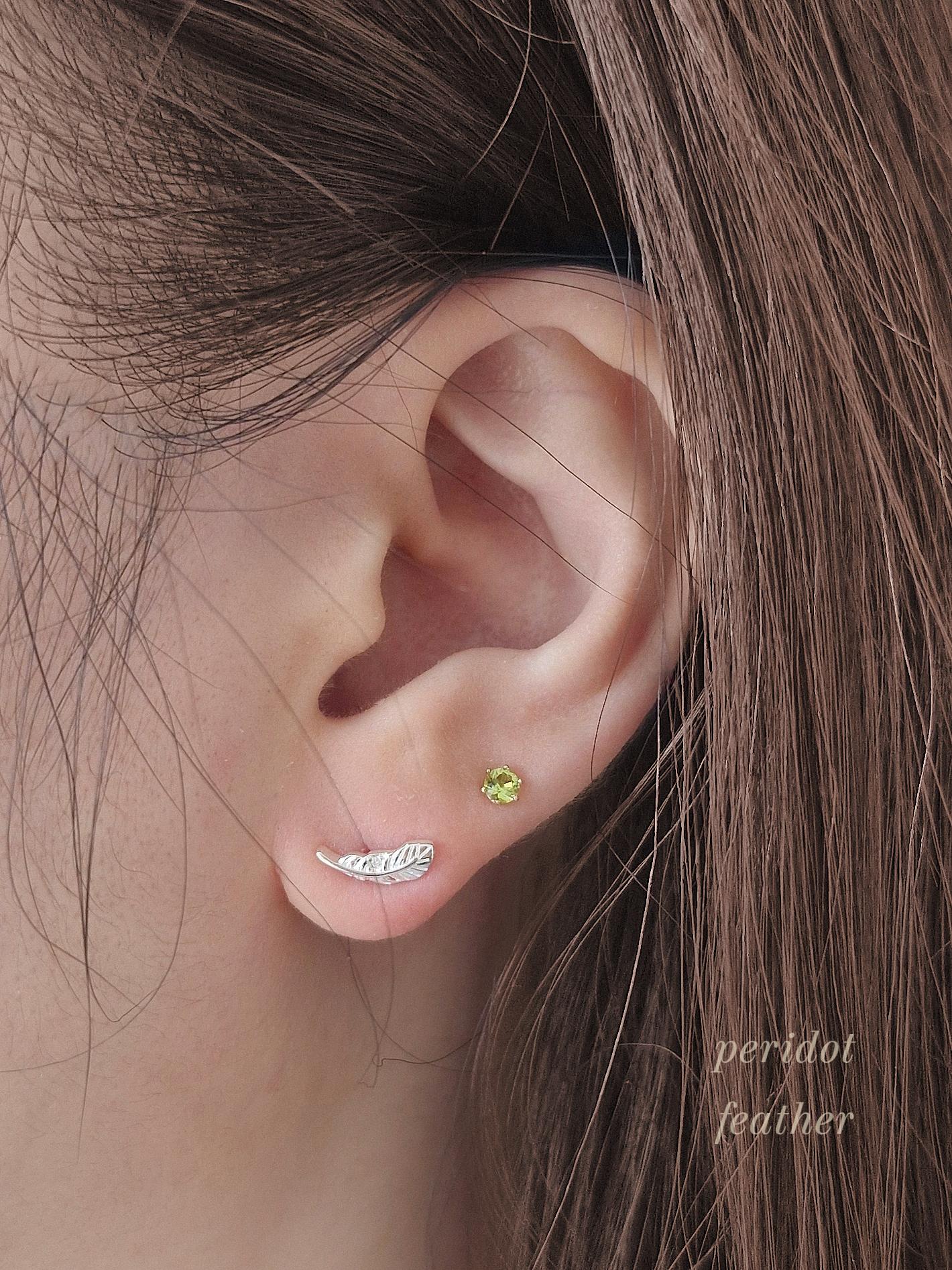Emerald. London blue topaz. Peridot. lab diamond. 14k solid gold piercing. Blue Green real Gemstone piercing. screwback stud.Birthstone.