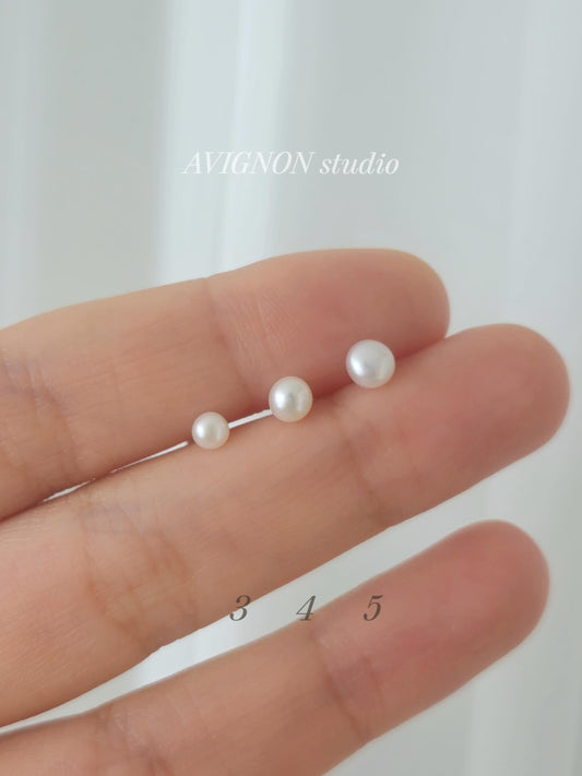 Freshwater Pearl Ball Stud piercing. Sterling Silver 925. 3mm 4mm 5mm. Natural Pearl. Cartilage Helix Tragus. screw ball. screw back. 20G