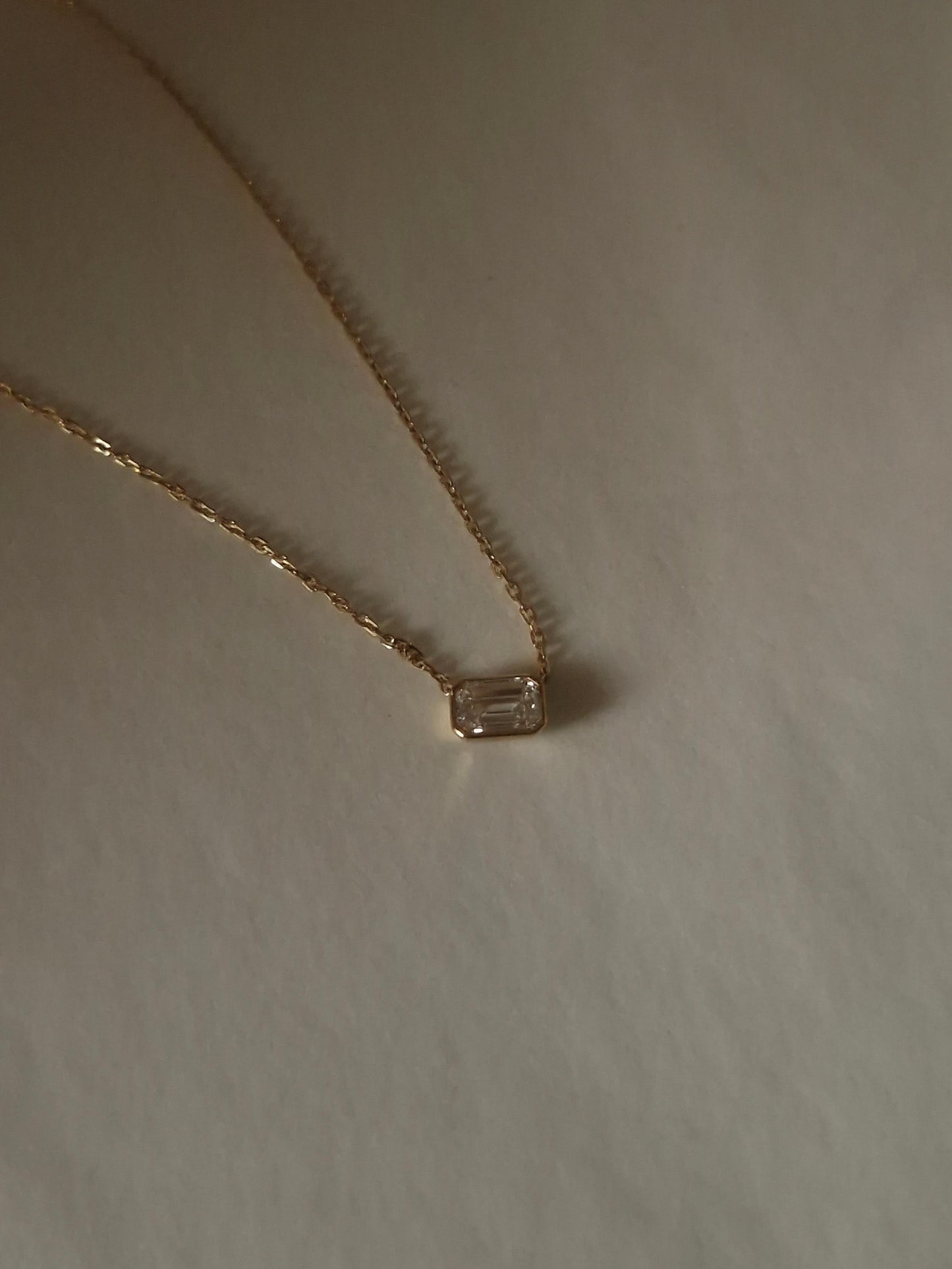 14K solid Gold Emerald Cut Lab Diamond Necklace 0.5ct – Dainty Solitaire Pendant, Minimalist Fine Jewelry Gift.