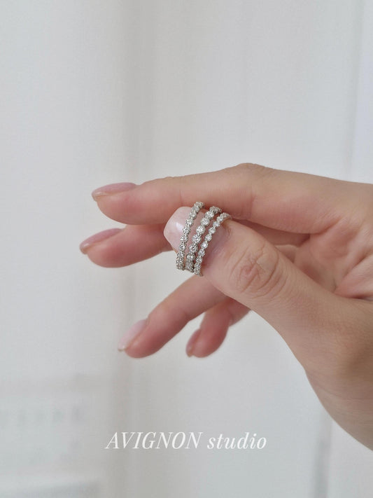 Lab diamond pave ring. Micro lab diamond full eternity ring. Diamond sterling silver ring.