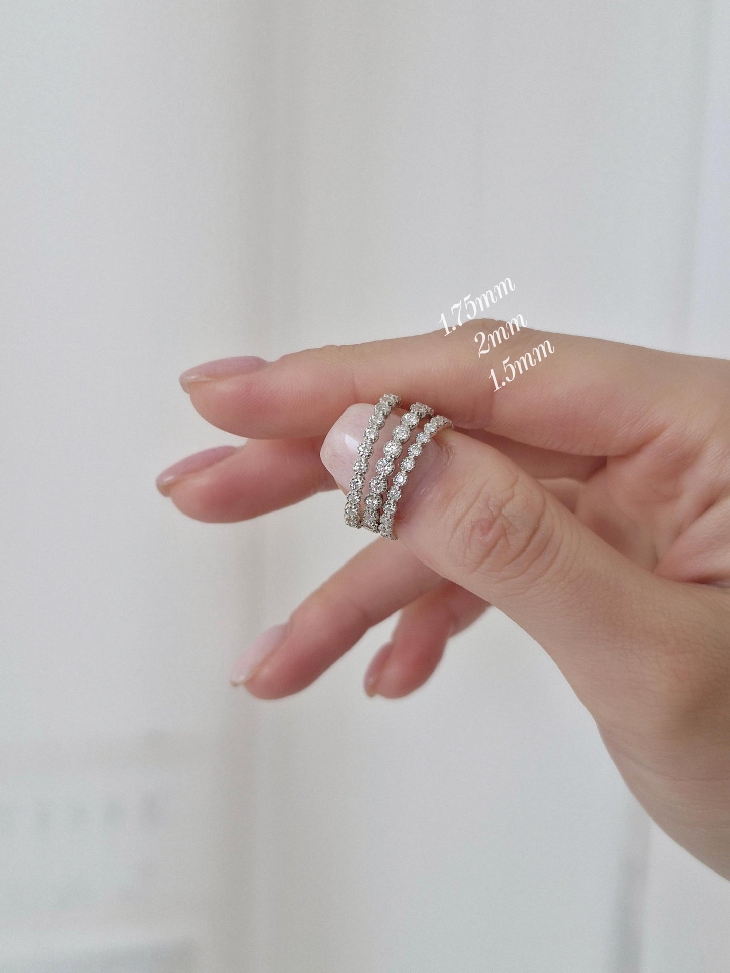 Lab diamond pave ring. Micro lab diamond full eternity ring. Diamond sterling silver ring.