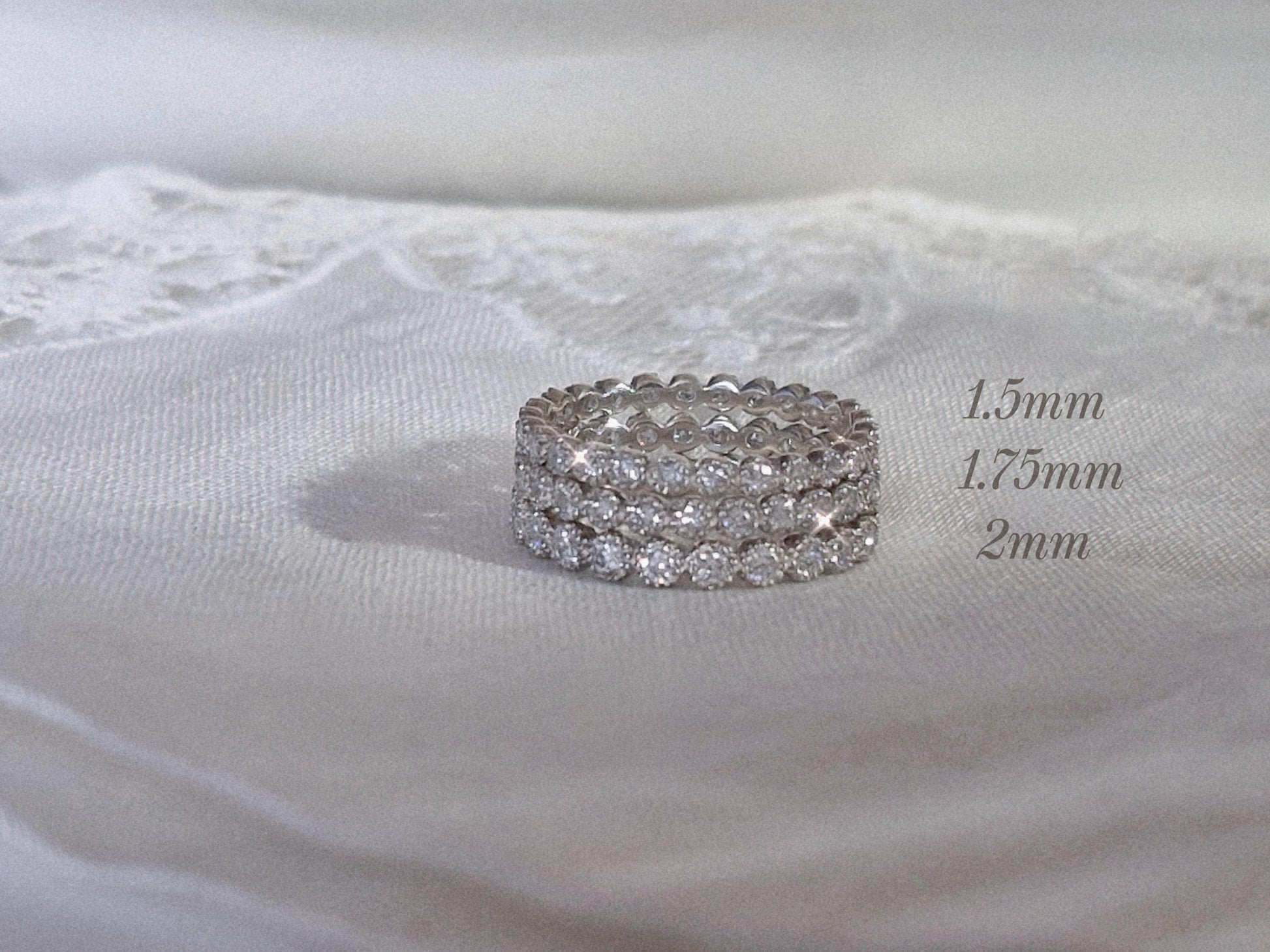 Lab diamond pave ring. Micro lab diamond full eternity ring. Diamond sterling silver ring.