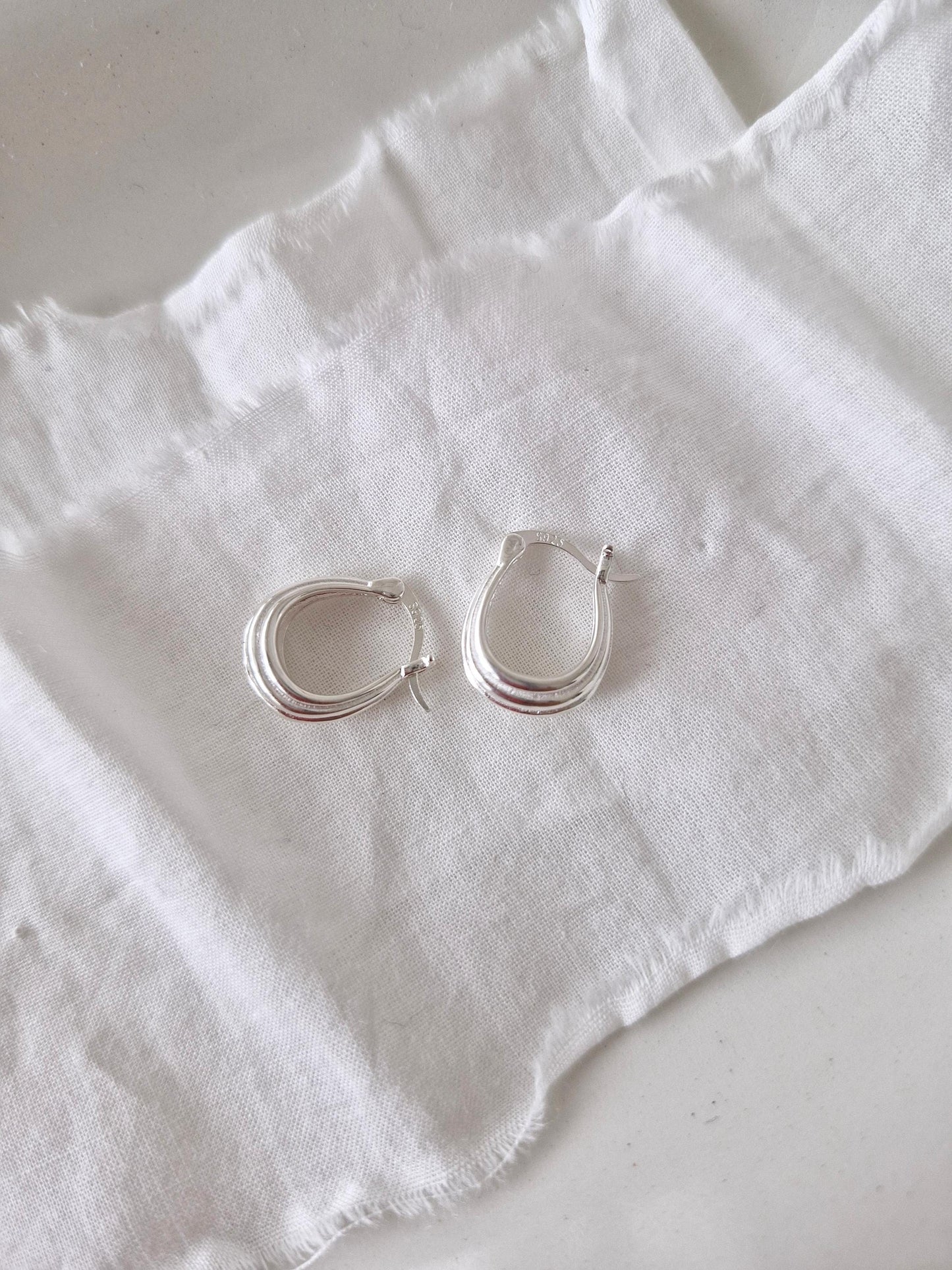 Layered hinged teardrop Hoop Earrings Sterling Silver, Minimalist Everyday Jewelry. fernch hook hoop.