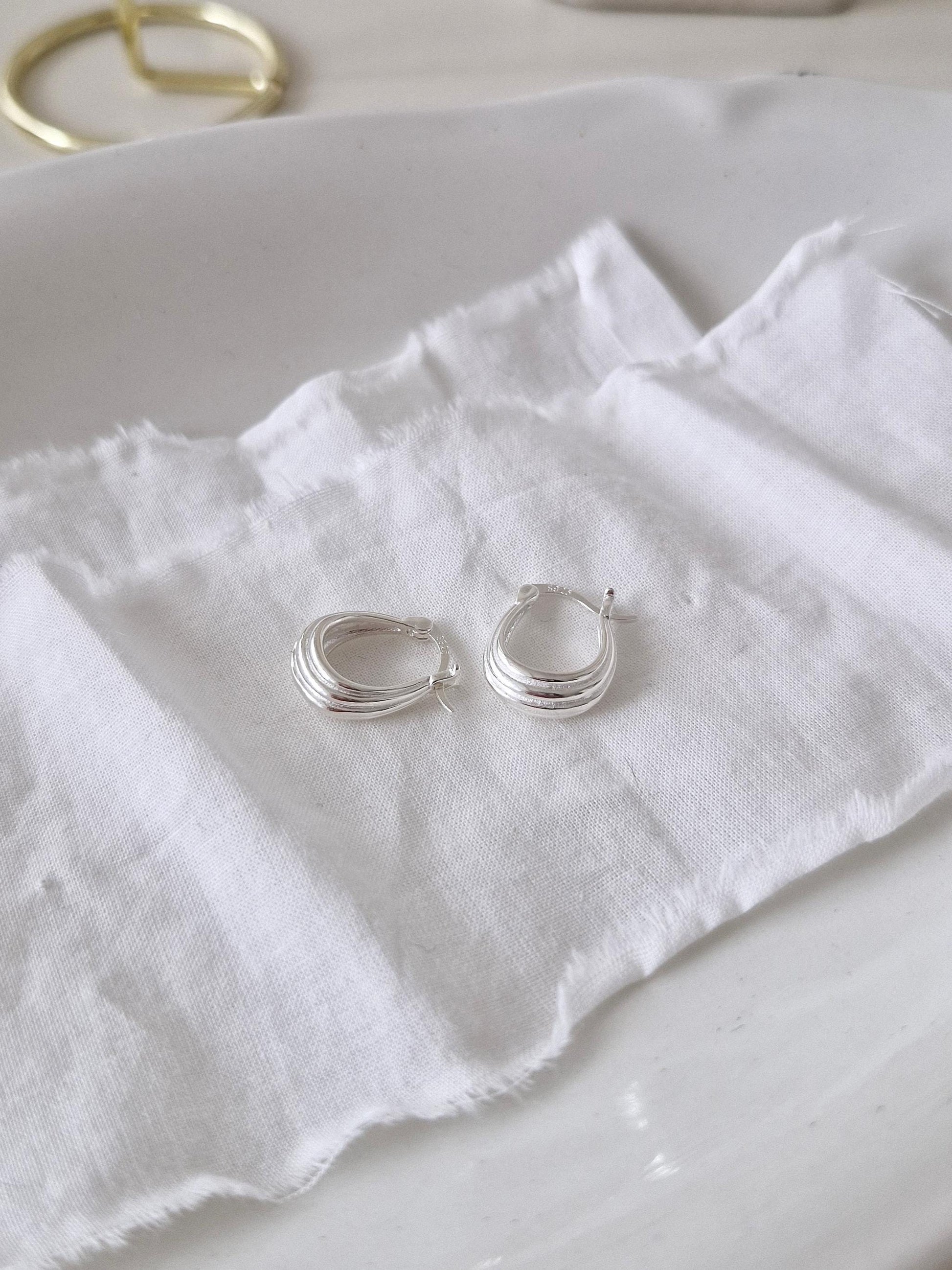 Layered hinged teardrop Hoop Earrings Sterling Silver, Minimalist Everyday Jewelry. fernch hook hoop.