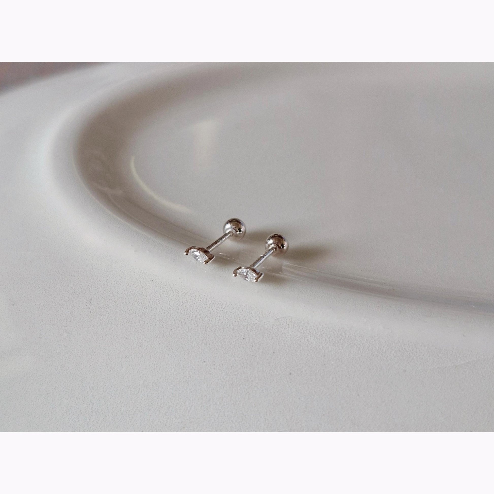 Marquise cz sterling silver piercing. tiny silver piercing.