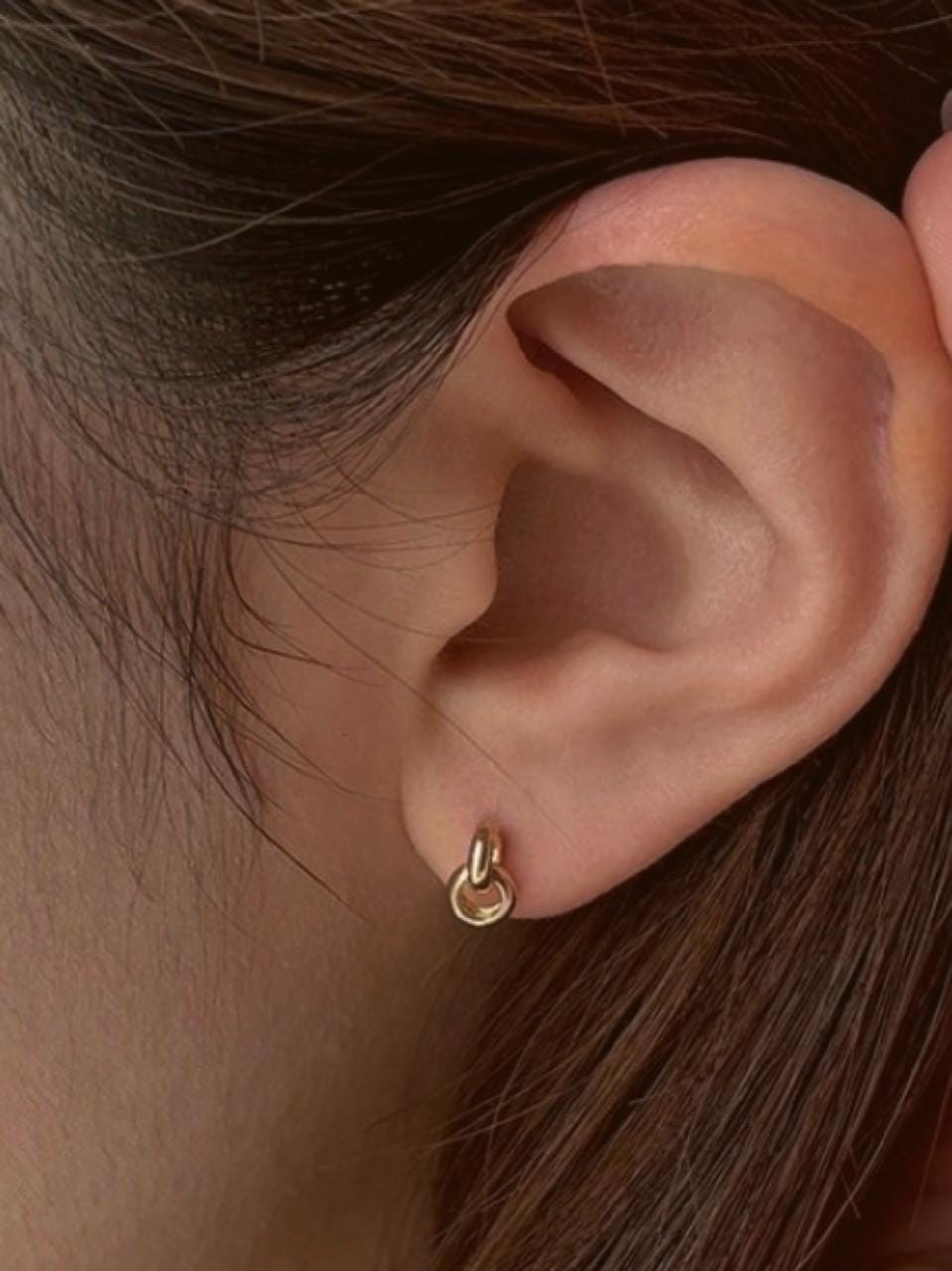 Minimalist Double Hoop 14k solid real Gold Piercing. barbell screw back stud earring. screwball earring. 21G. Price for single.