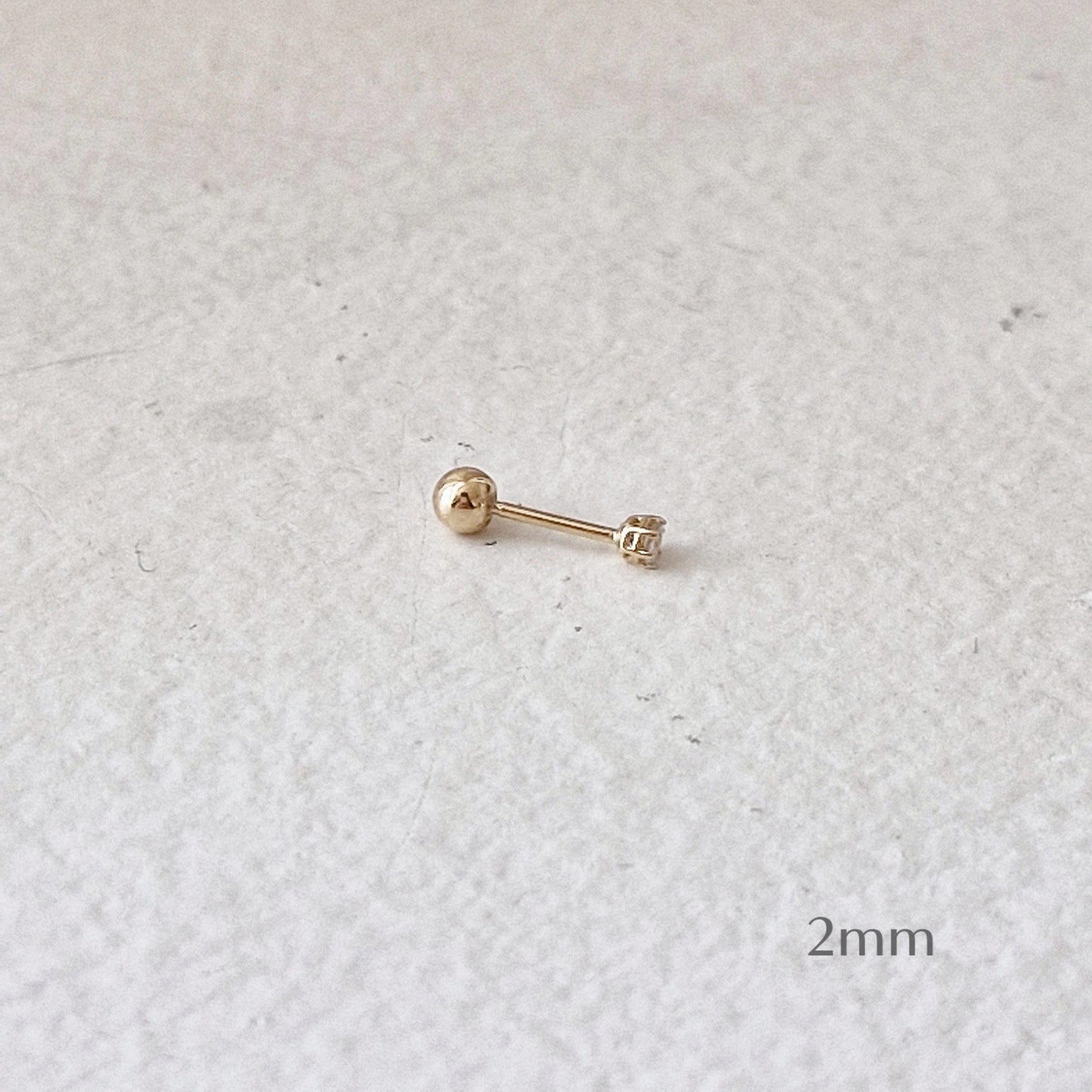 Moissanite Lab Diamond Piercing (14K/18K) certicified.vvs1 grade. 2mm 3mm 4mm 5mm solid gold 14k 18k stud earring. cubic zirconia. 21G