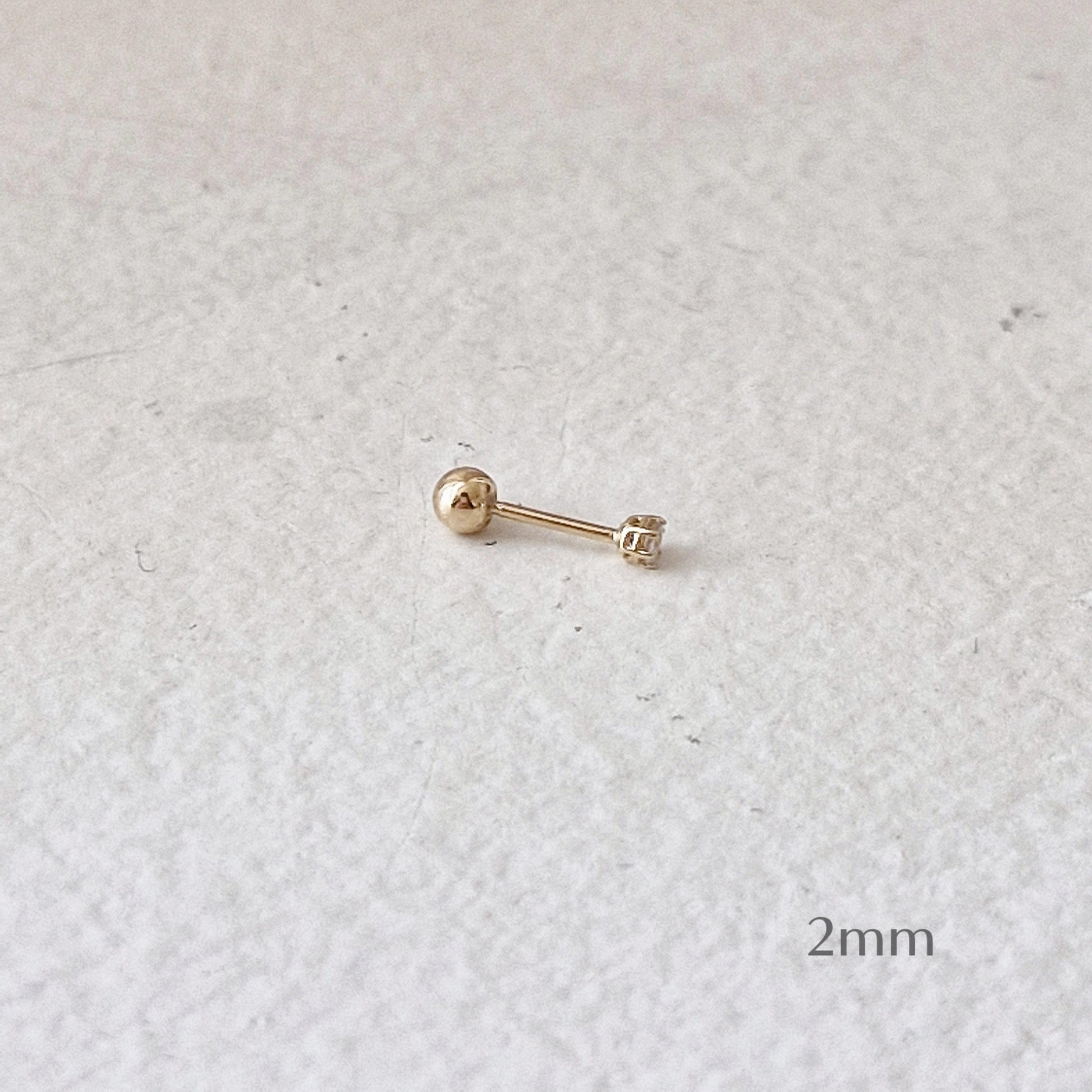 Moissanite Lab Diamond Piercing (14K/18K) certicified.vvs1 grade. 2mm 3mm 4mm 5mm solid gold 14k 18k stud earring. cubic zirconia. 21G