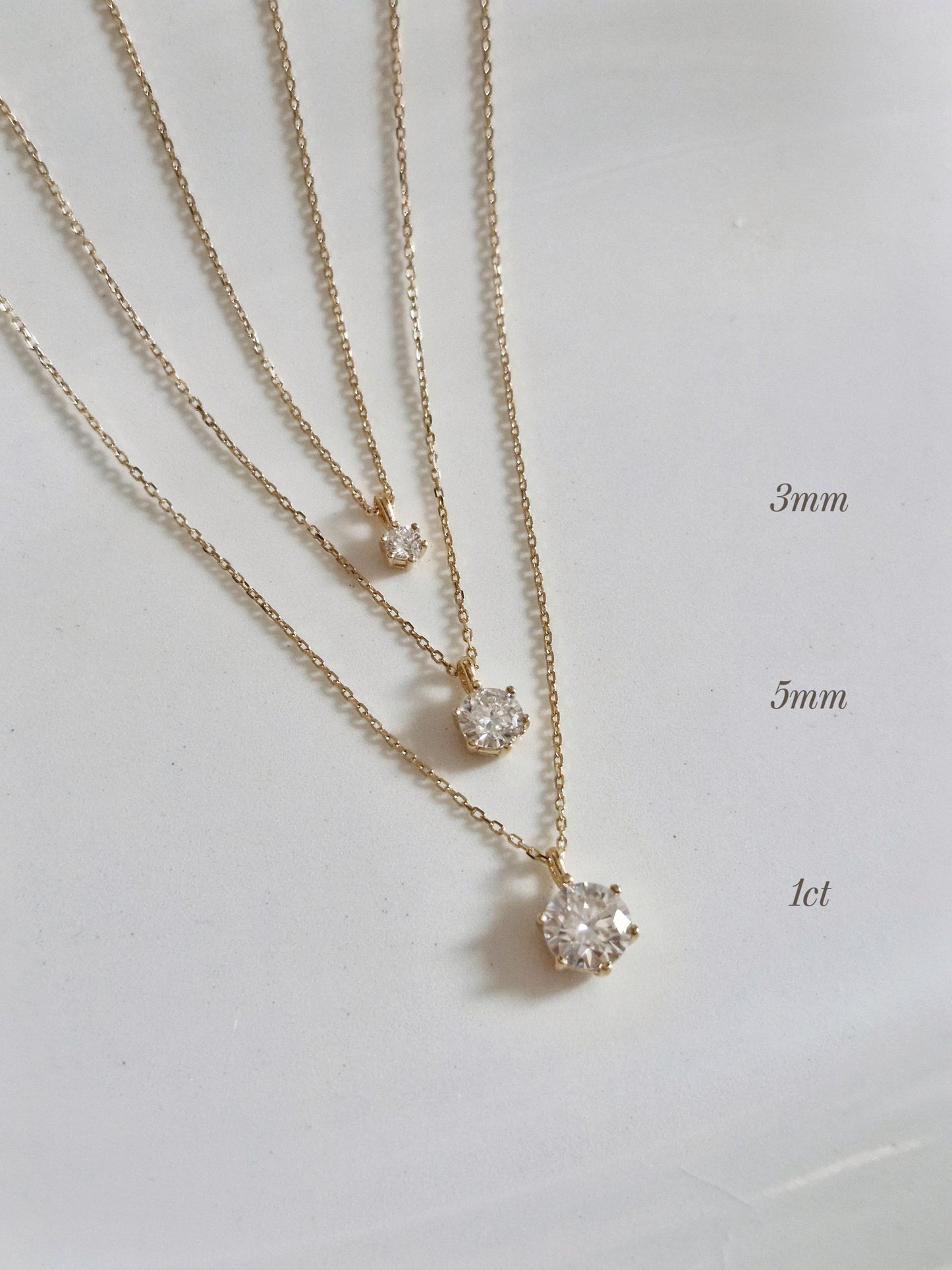 Moissanite stone Sterling Silver Necklace. 3mm, 5mm, 1ct stone. Adjustable chain. sterling silver 925 necklace. single cubic simple.
