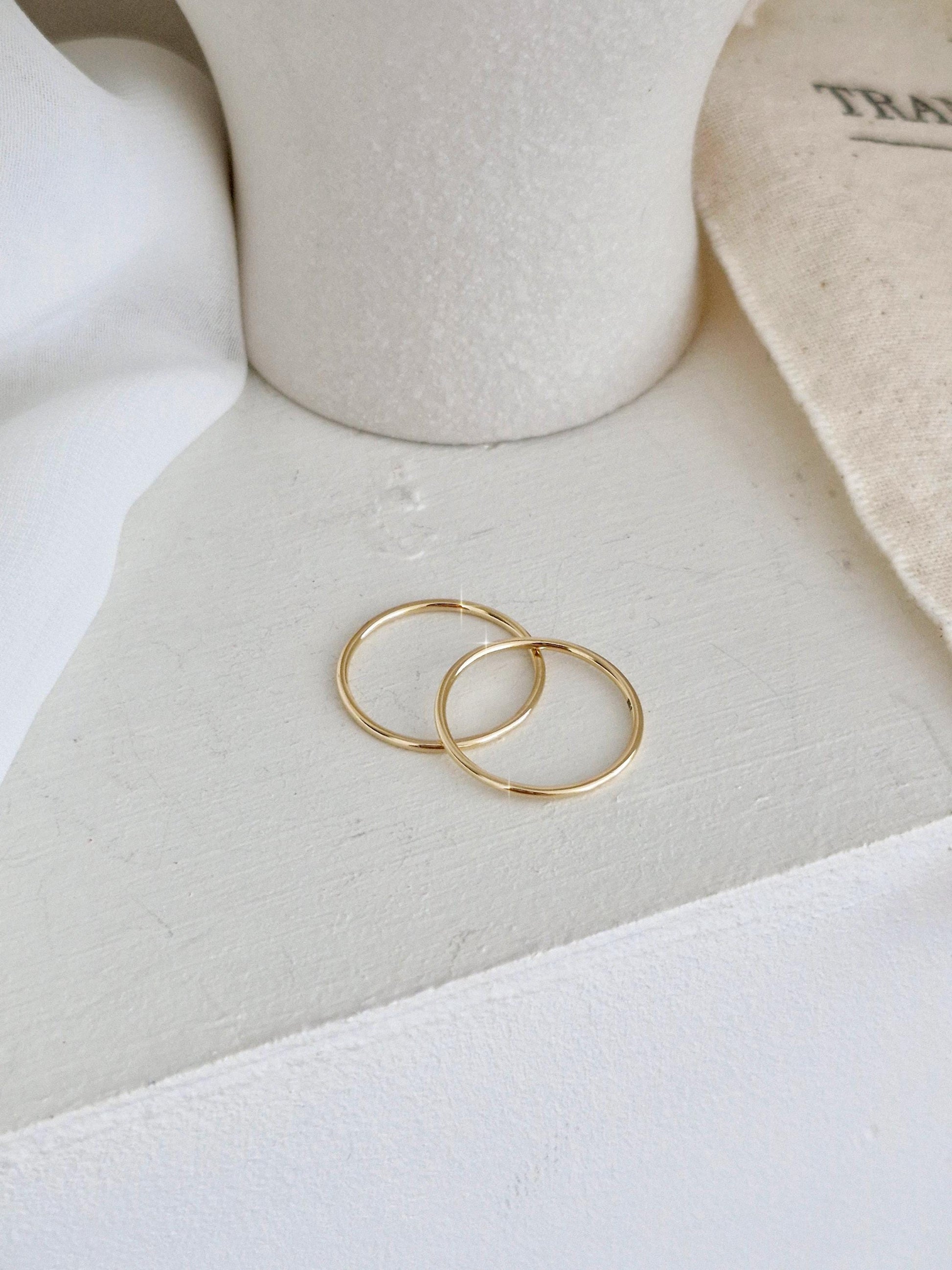 Plain 1.2mm basic 14k 18k golid solid ring. Stackable solid gold ring.