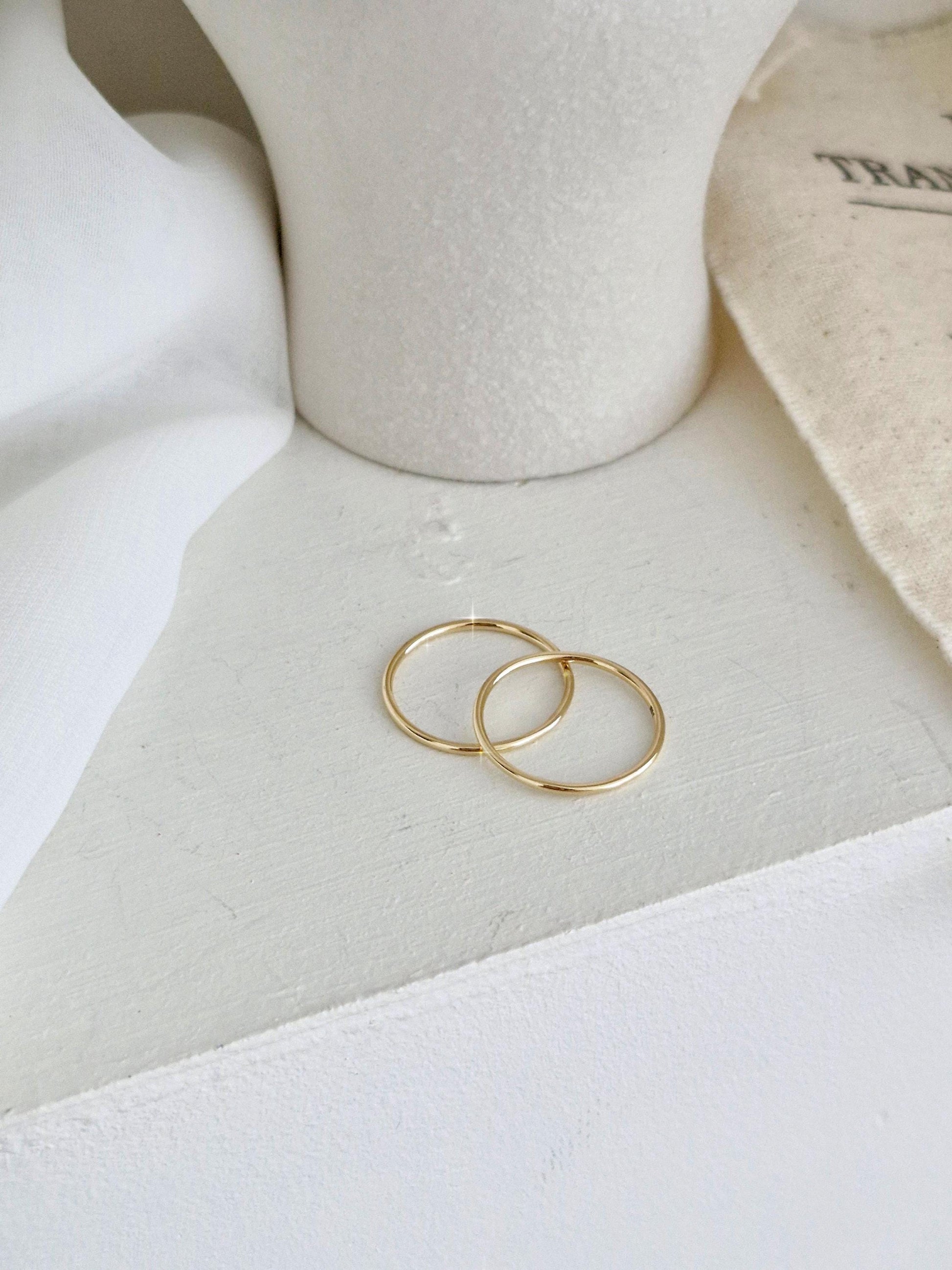 Plain 1.2mm basic 14k 18k golid solid ring. Stackable solid gold ring.