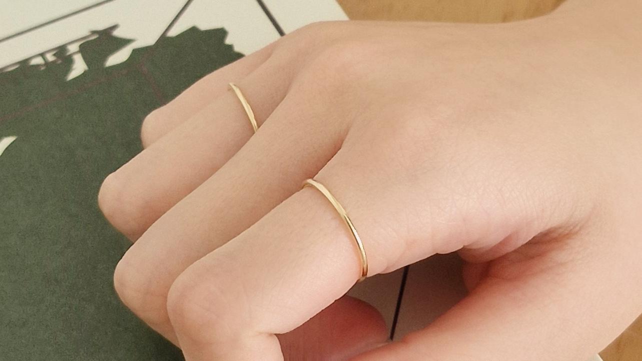 Plain 1.2mm basic 14k 18k golid solid ring. Stackable solid gold ring.