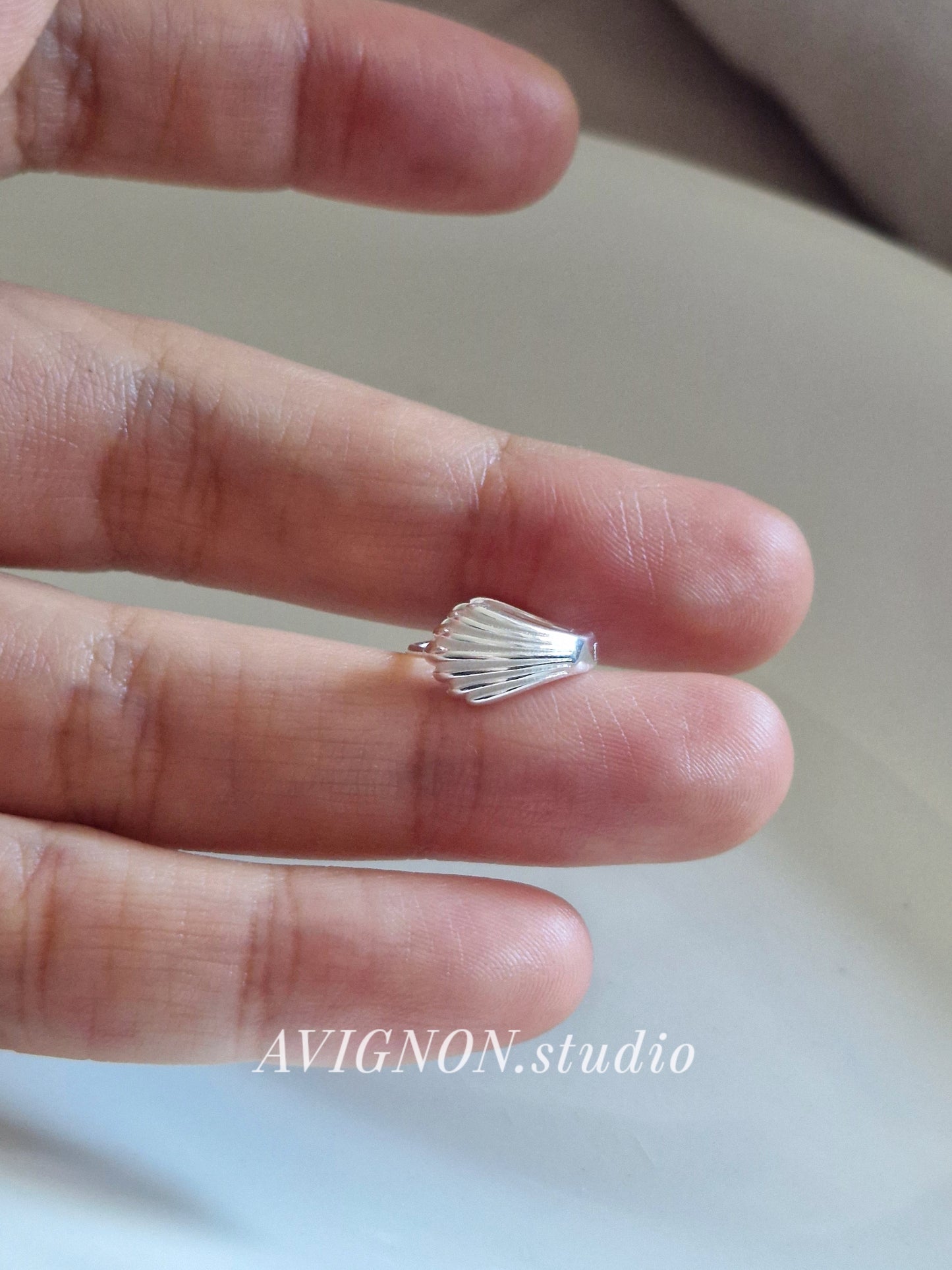 Shell-Inspired Silver Hoop huggie Earrings 925 silver. sterling silver. gold. Price for pair.