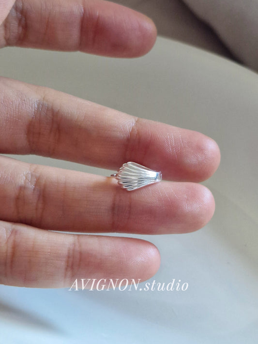 Shell-Inspired Silver Hoop huggie Earrings 925 silver. sterling silver. gold. Price for pair.