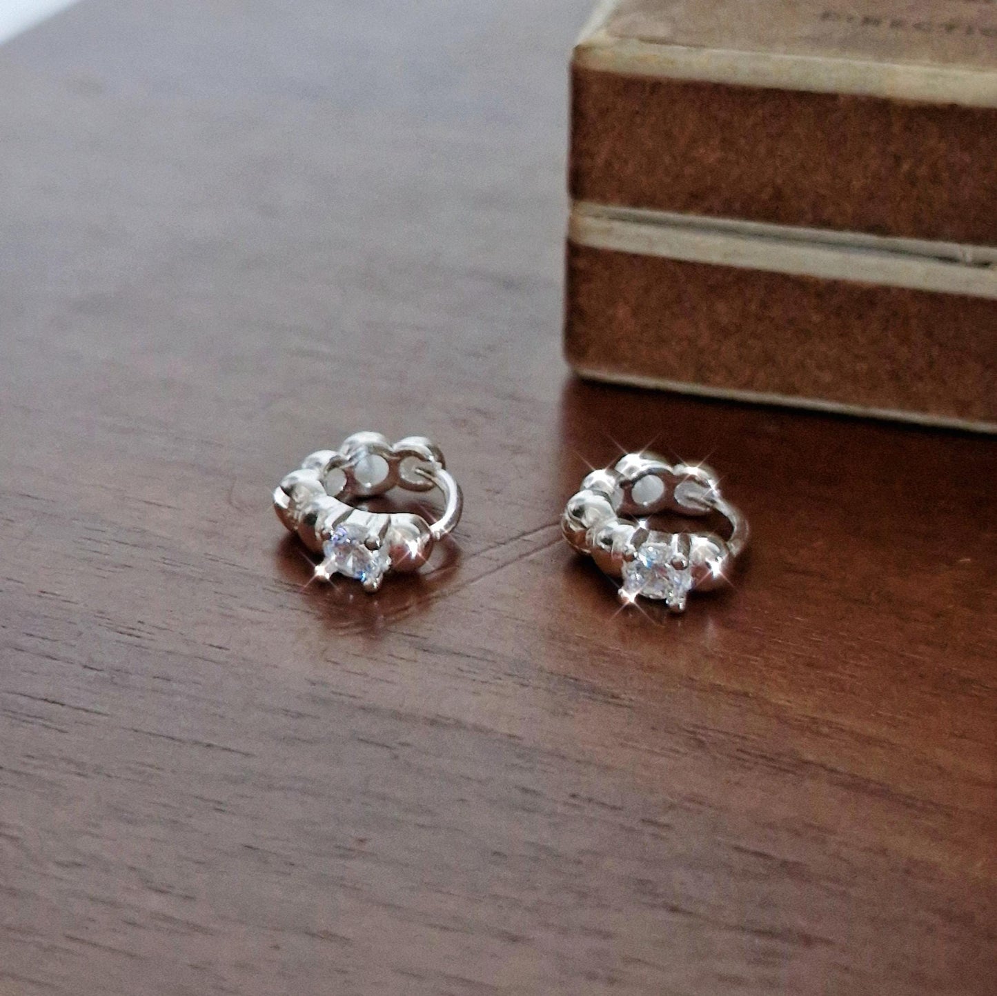 925 Silver Dot Mini Huggie Earrings. bubble ball huggie earrings.